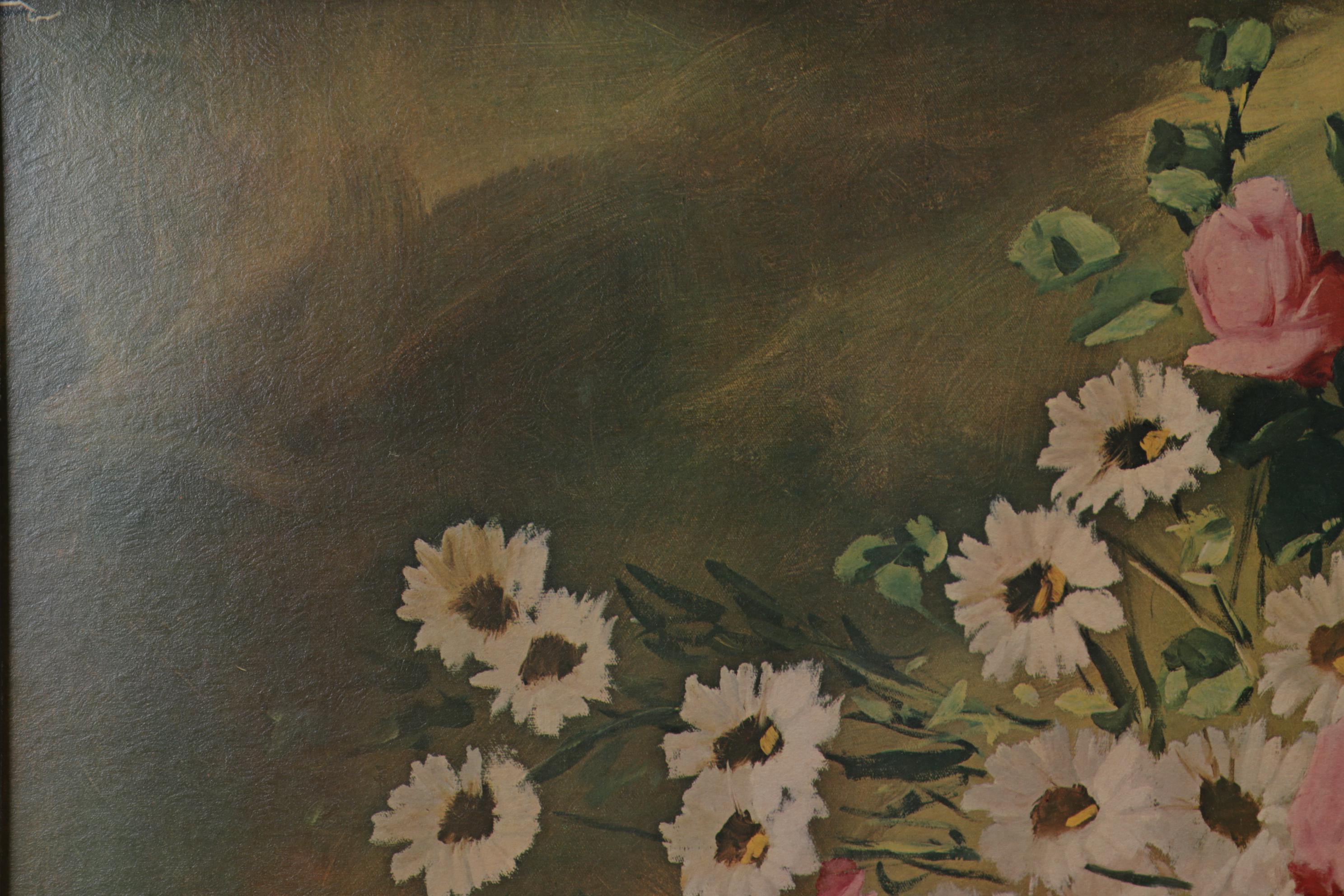 Still Life of Flower Arrangement Offset Lithograph, Circa 1970