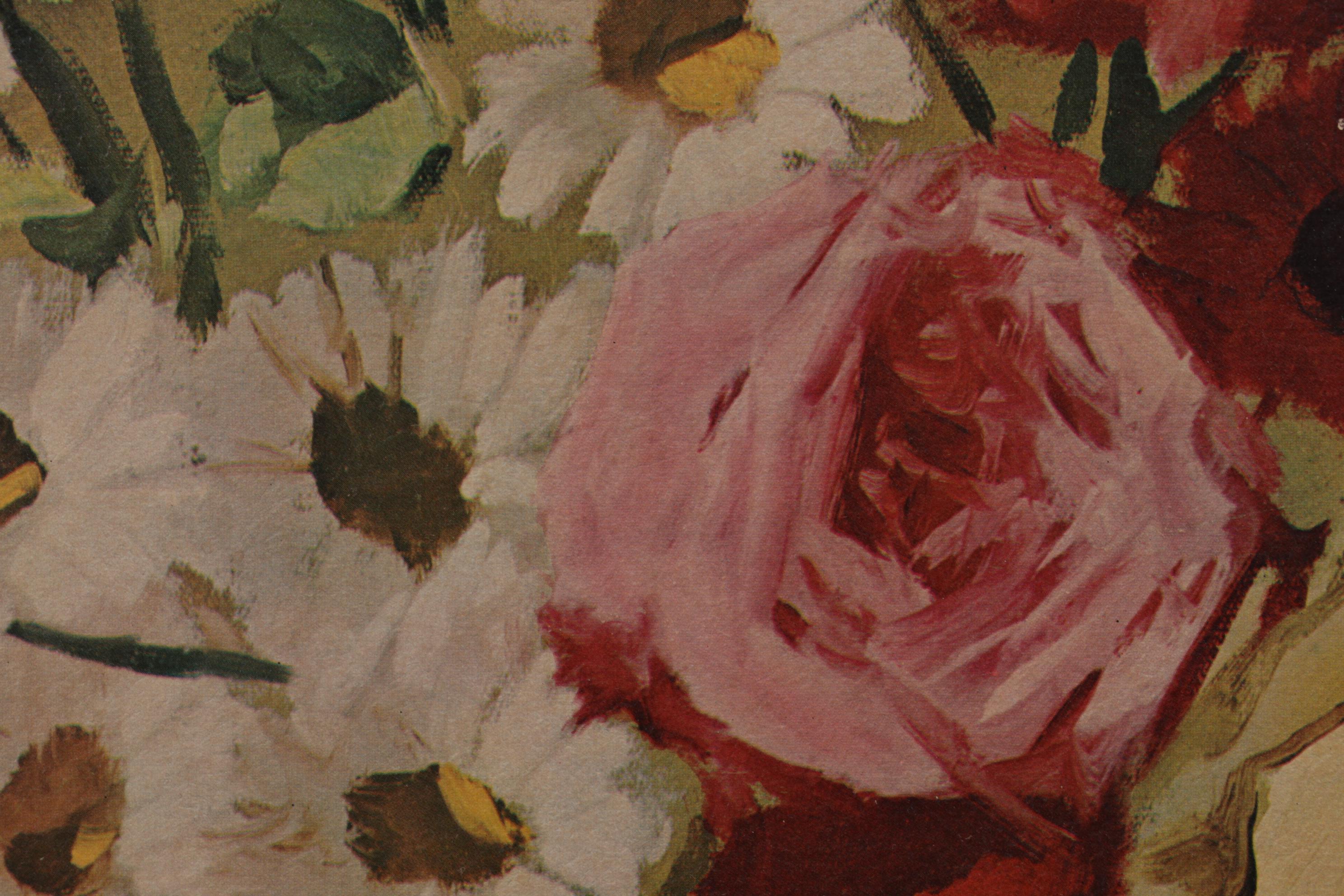 Still Life of Flower Arrangement Offset Lithograph, Circa 1970