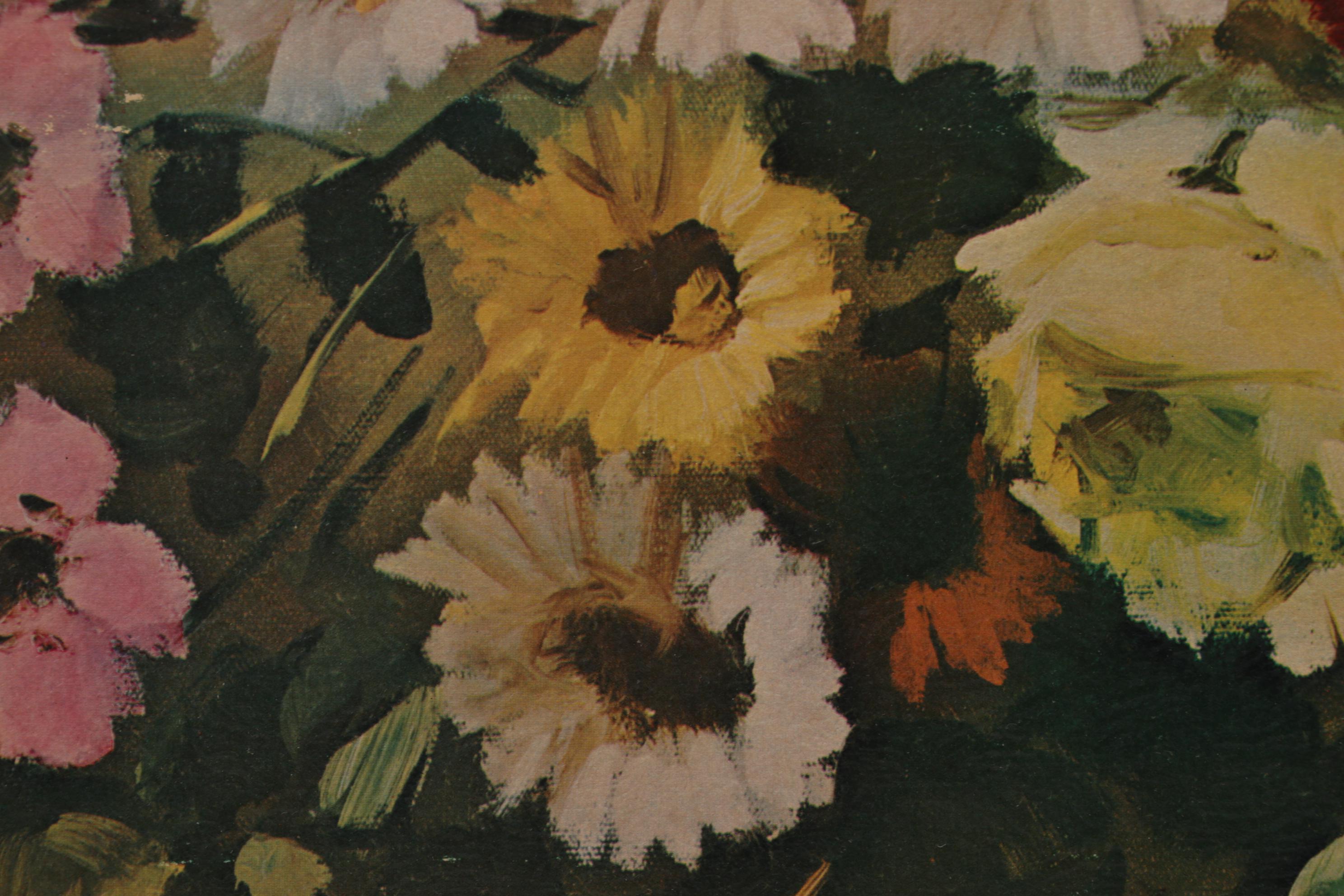 Still Life of Flower Arrangement Offset Lithograph, Circa 1970