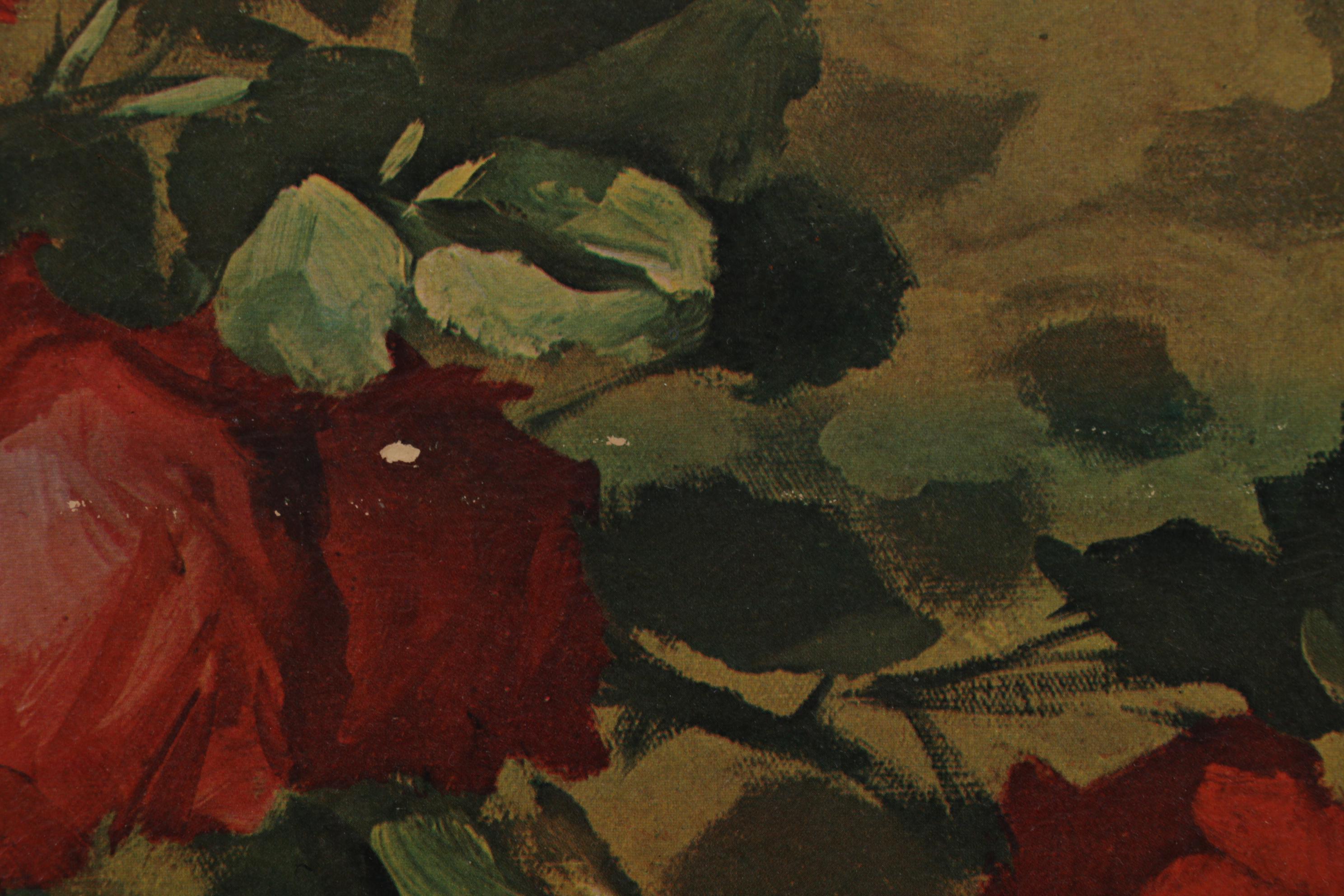 Still Life of Flower Arrangement Offset Lithograph, Circa 1970