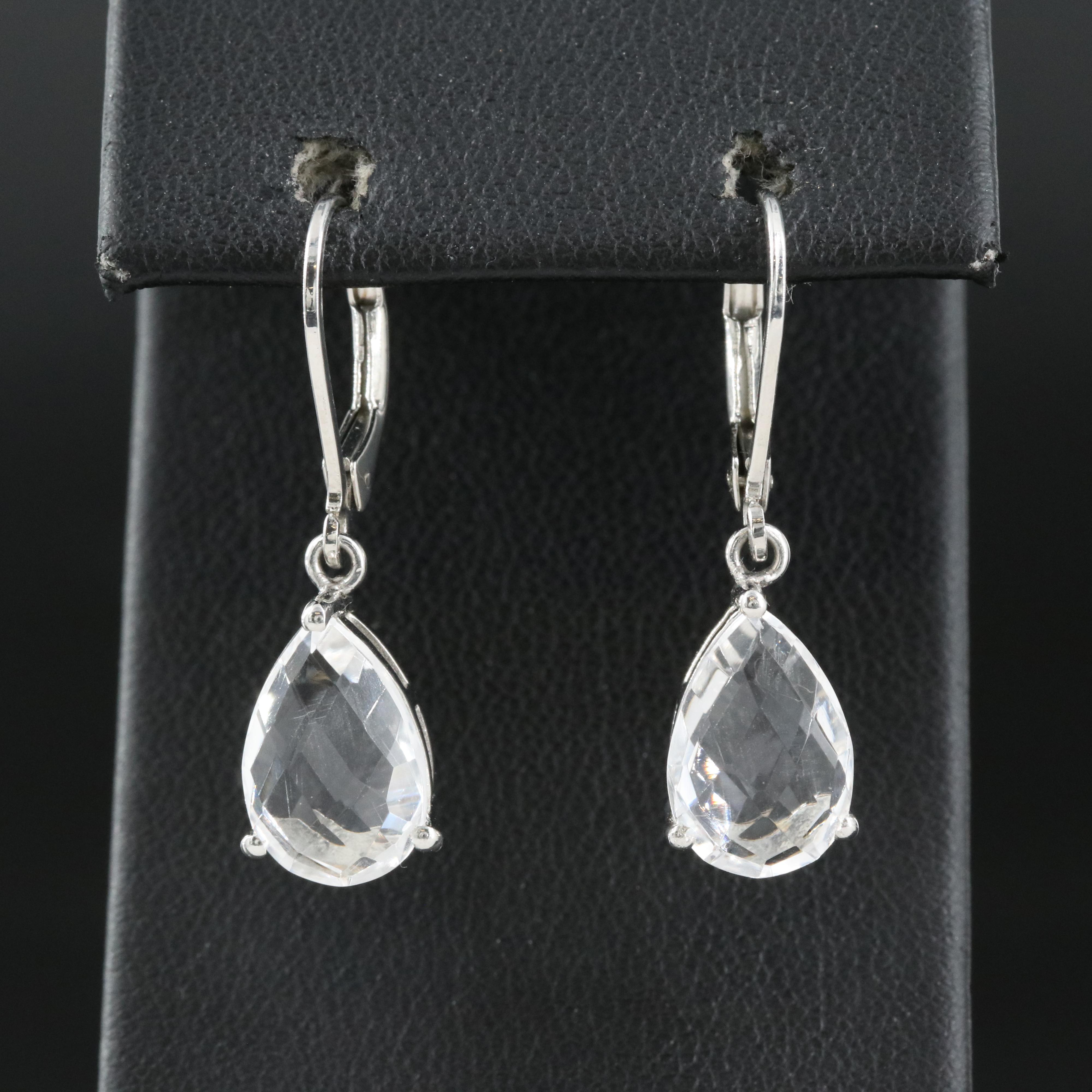 Sterling Rock Crystal Quartz Solitaire Earrings