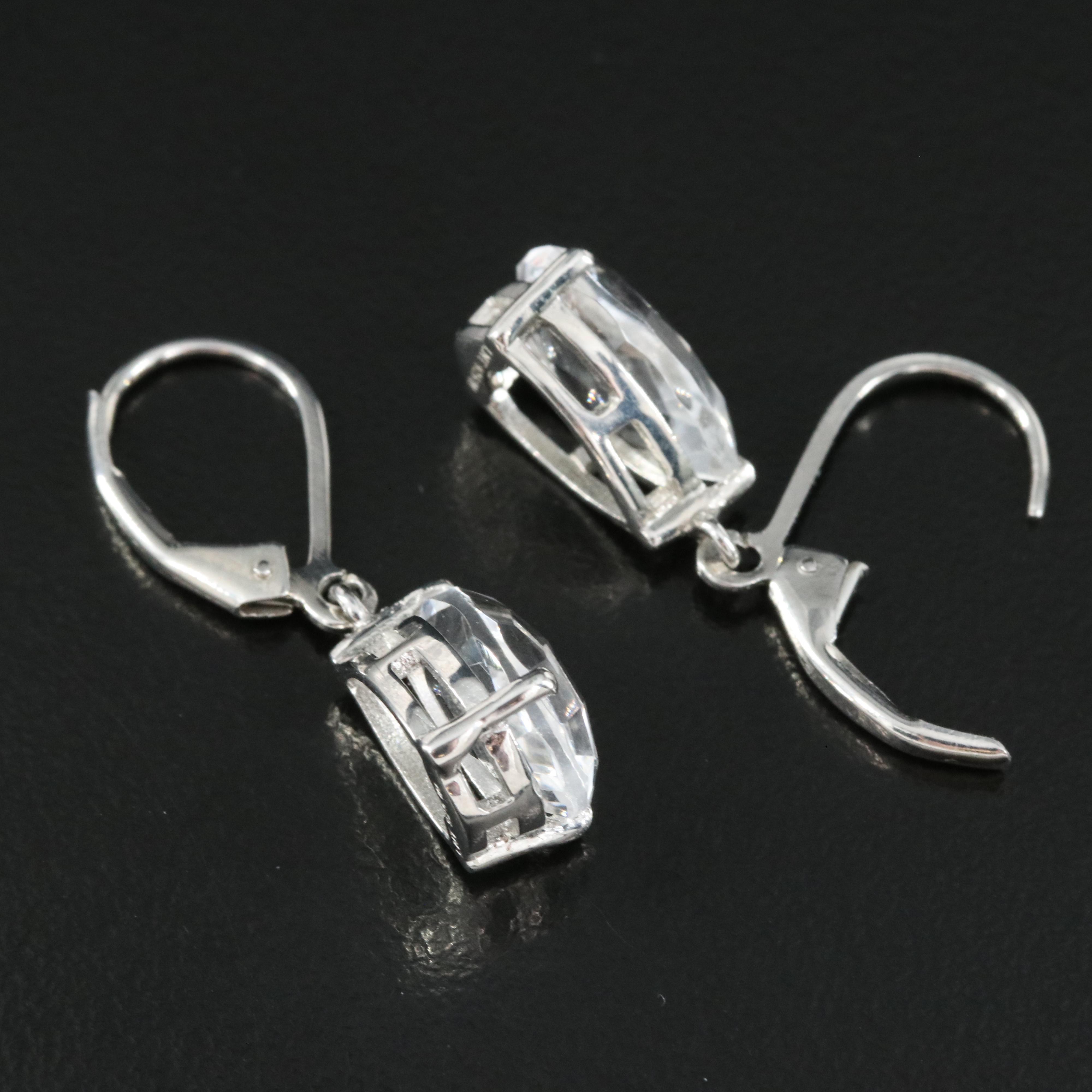 Sterling Rock Crystal Quartz Solitaire Earrings