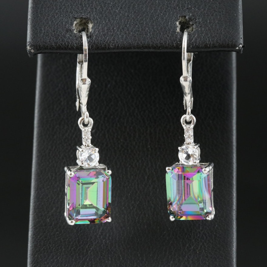 Sterling Rock Crystal Quartz and Topaz Earrings