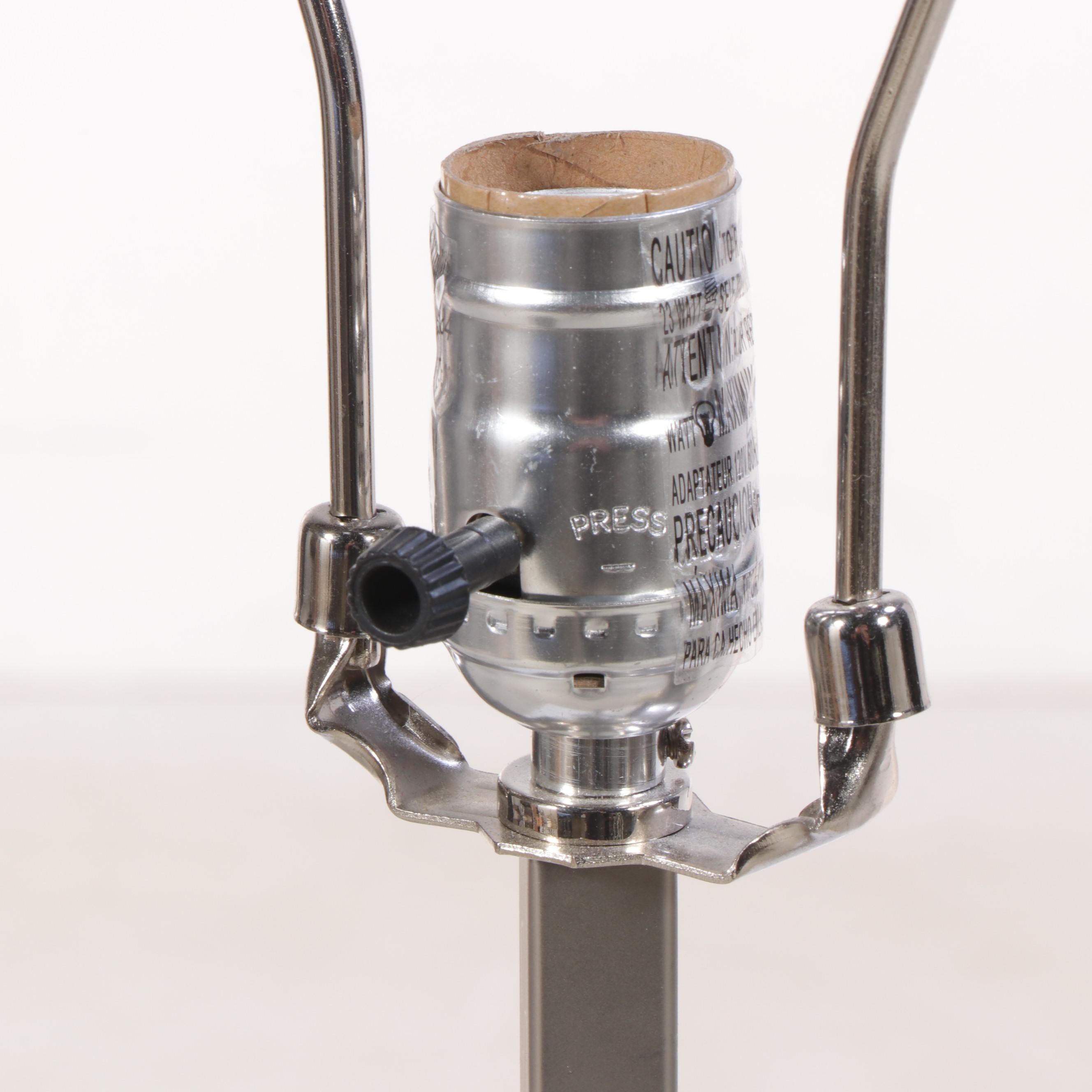 Crate & Barrel "Axiom" Brushed Nickel Floor Lamp With Drum Shade, Contemporary