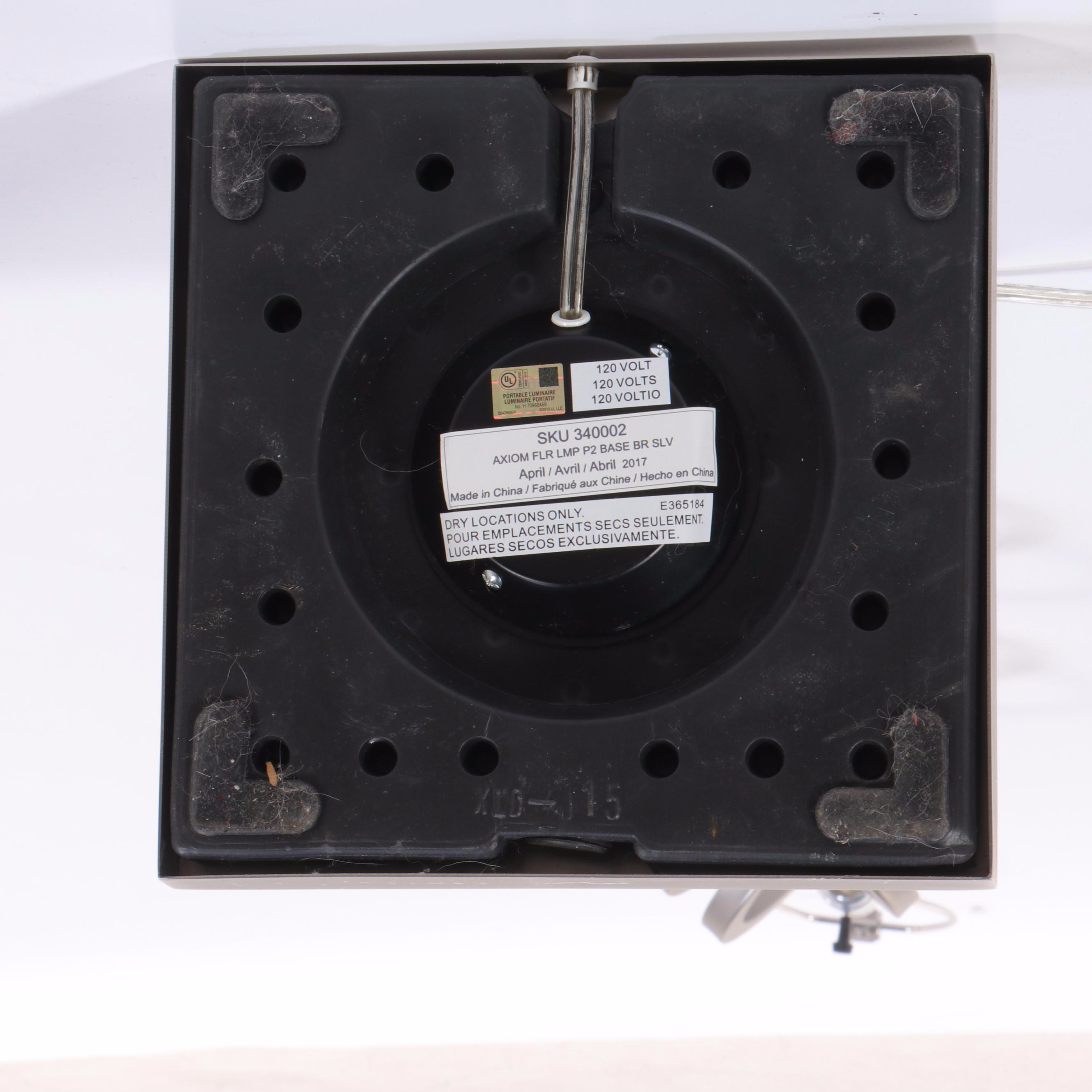 Crate & Barrel "Axiom" Brushed Nickel Floor Lamp With Drum Shade, Contemporary