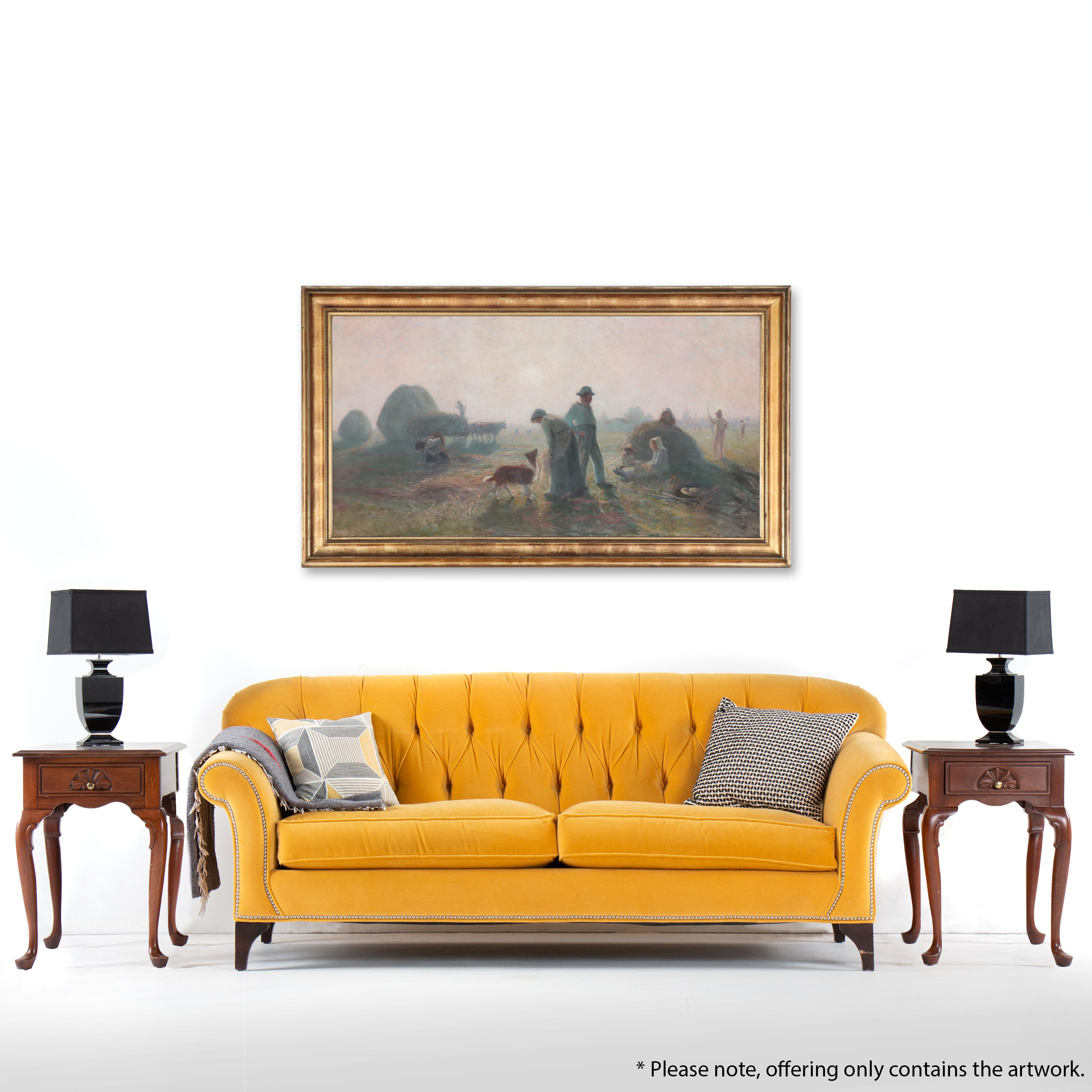 Thomas Corwin Lindsay Large-Scale Pastoral Scene Oil Painting, Circa 1900