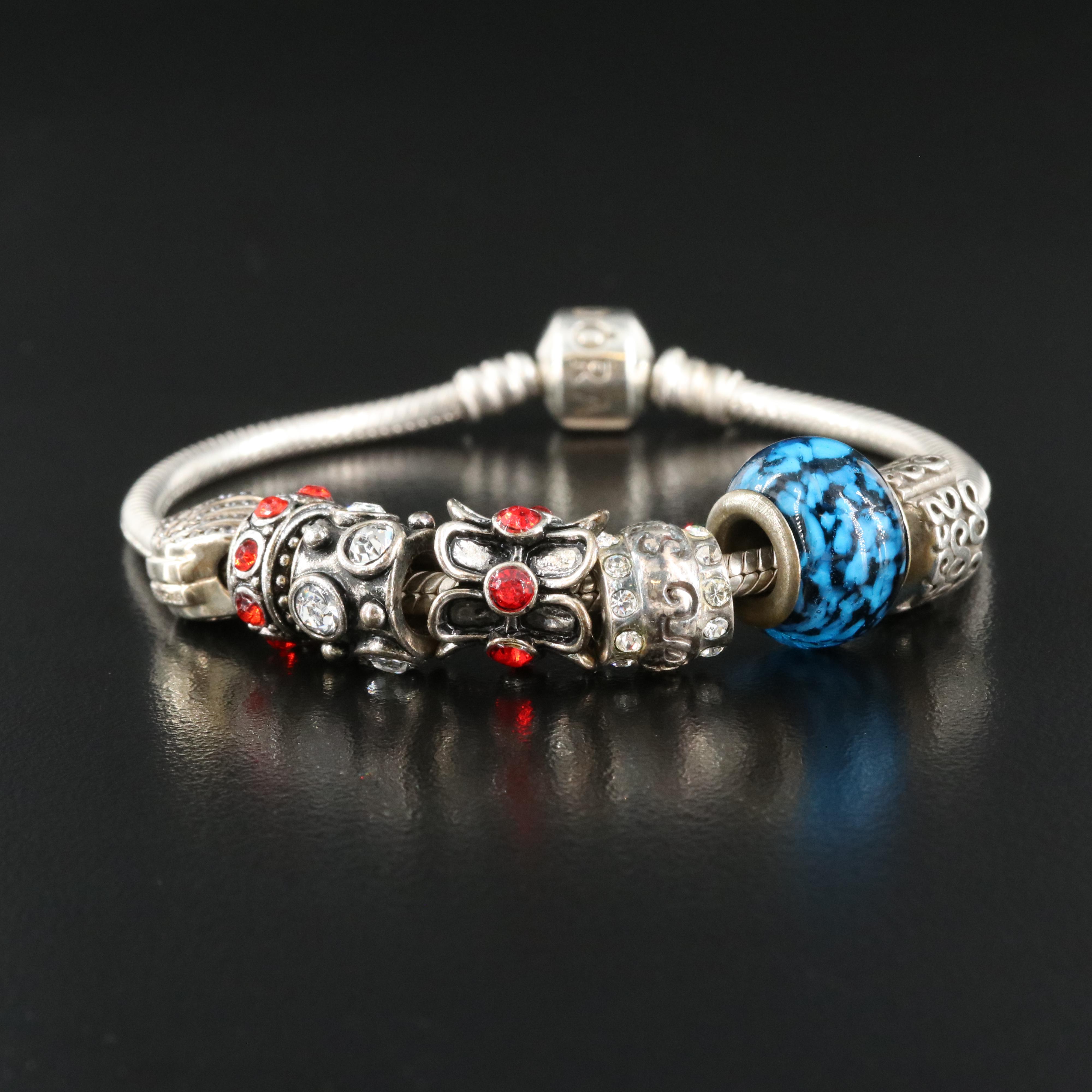 Pandora Bracelet with Clip and Charms