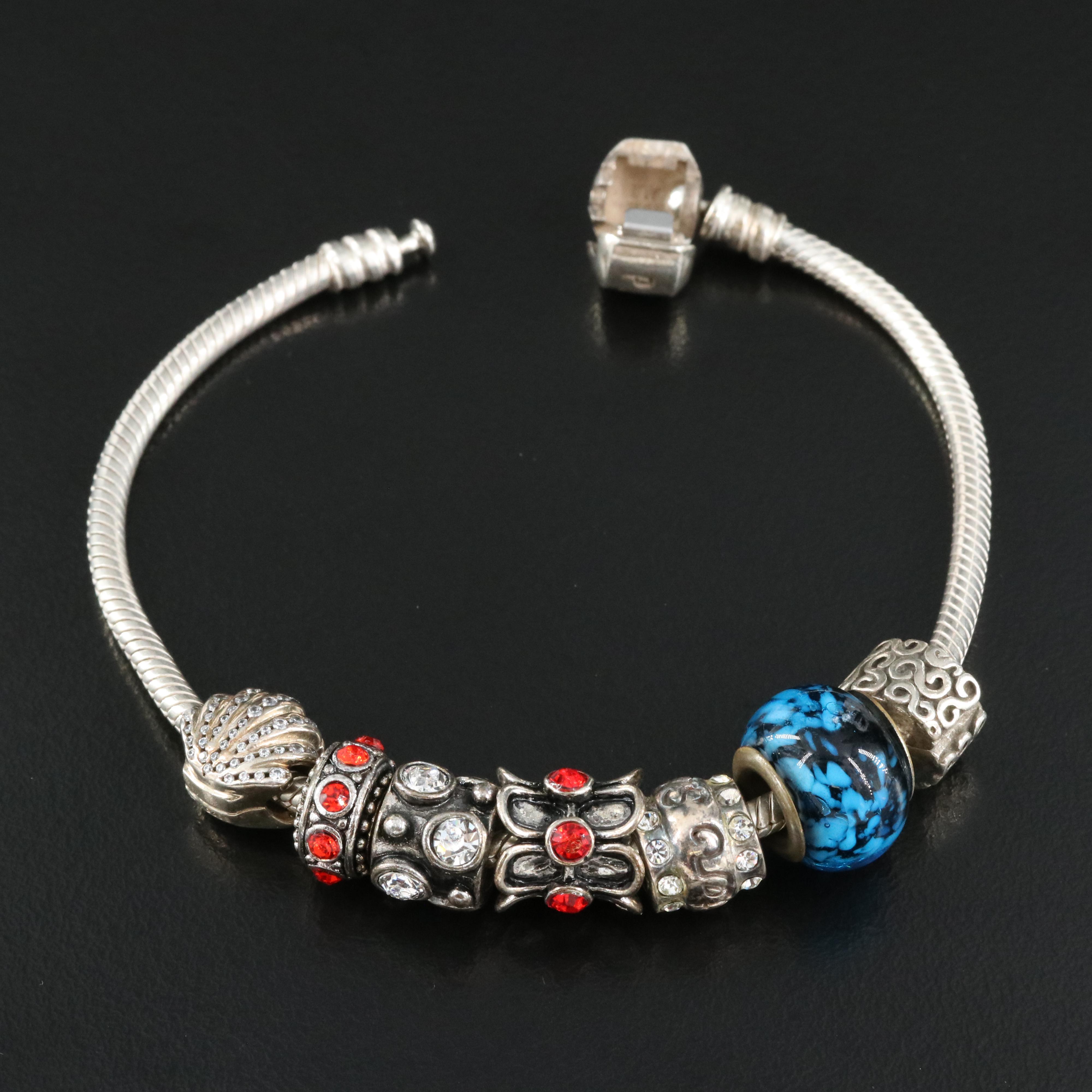Pandora Bracelet with Clip and Charms
