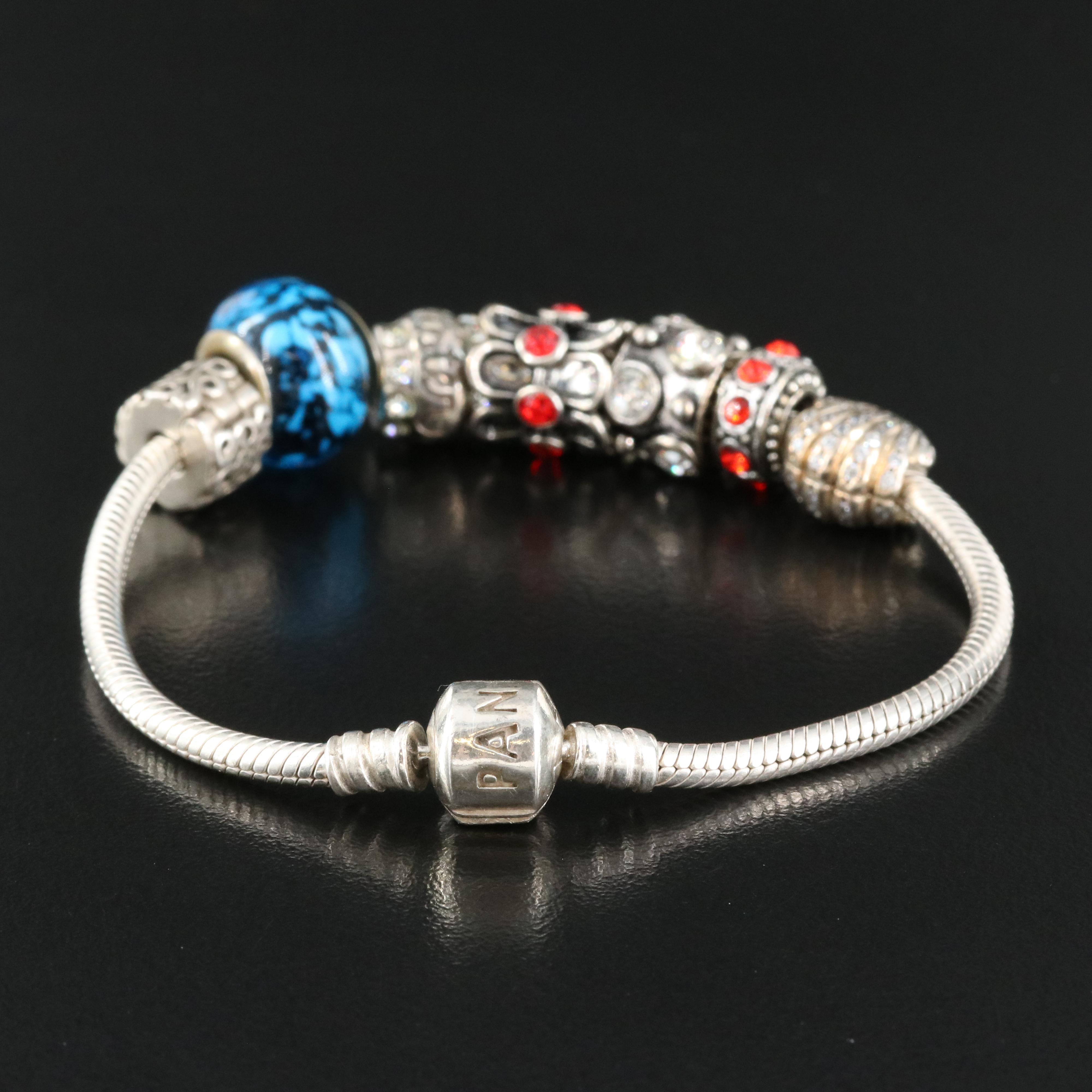 Pandora Bracelet with Clip and Charms