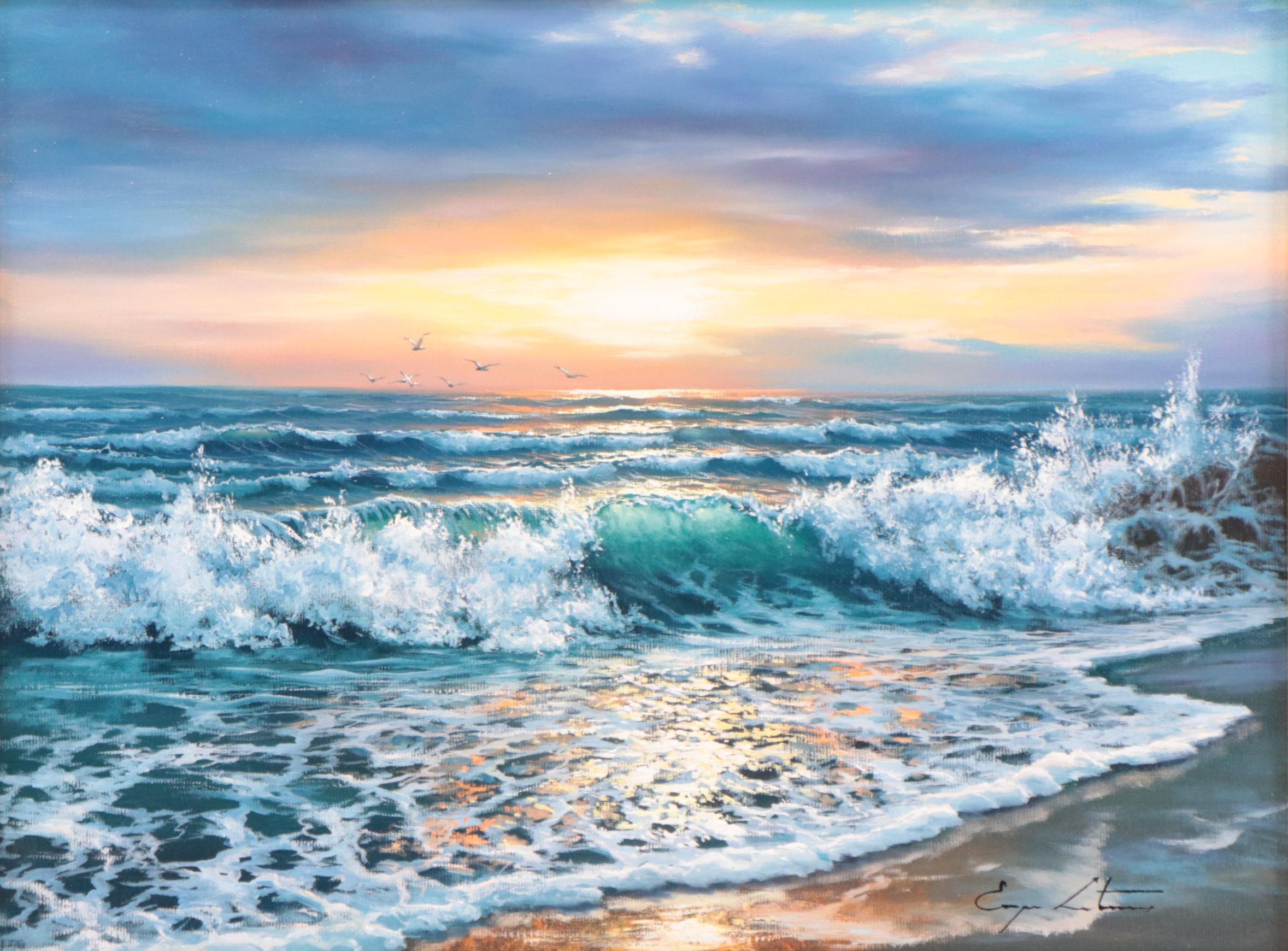 Jevgenijus Litvinas Oil Painting "Sea Coast," 2023