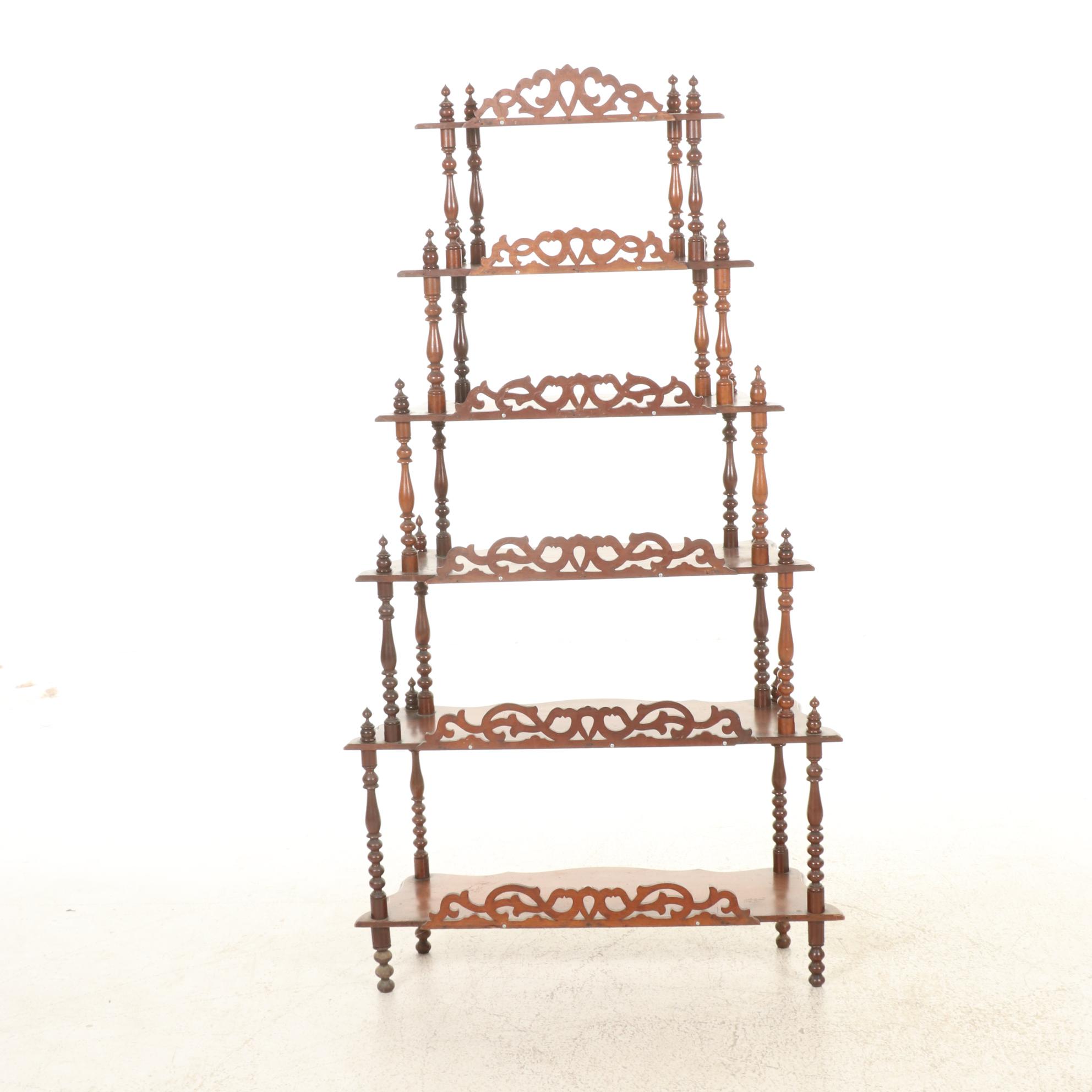 Victorian Style Walnut-Finish Ètagére Shelf