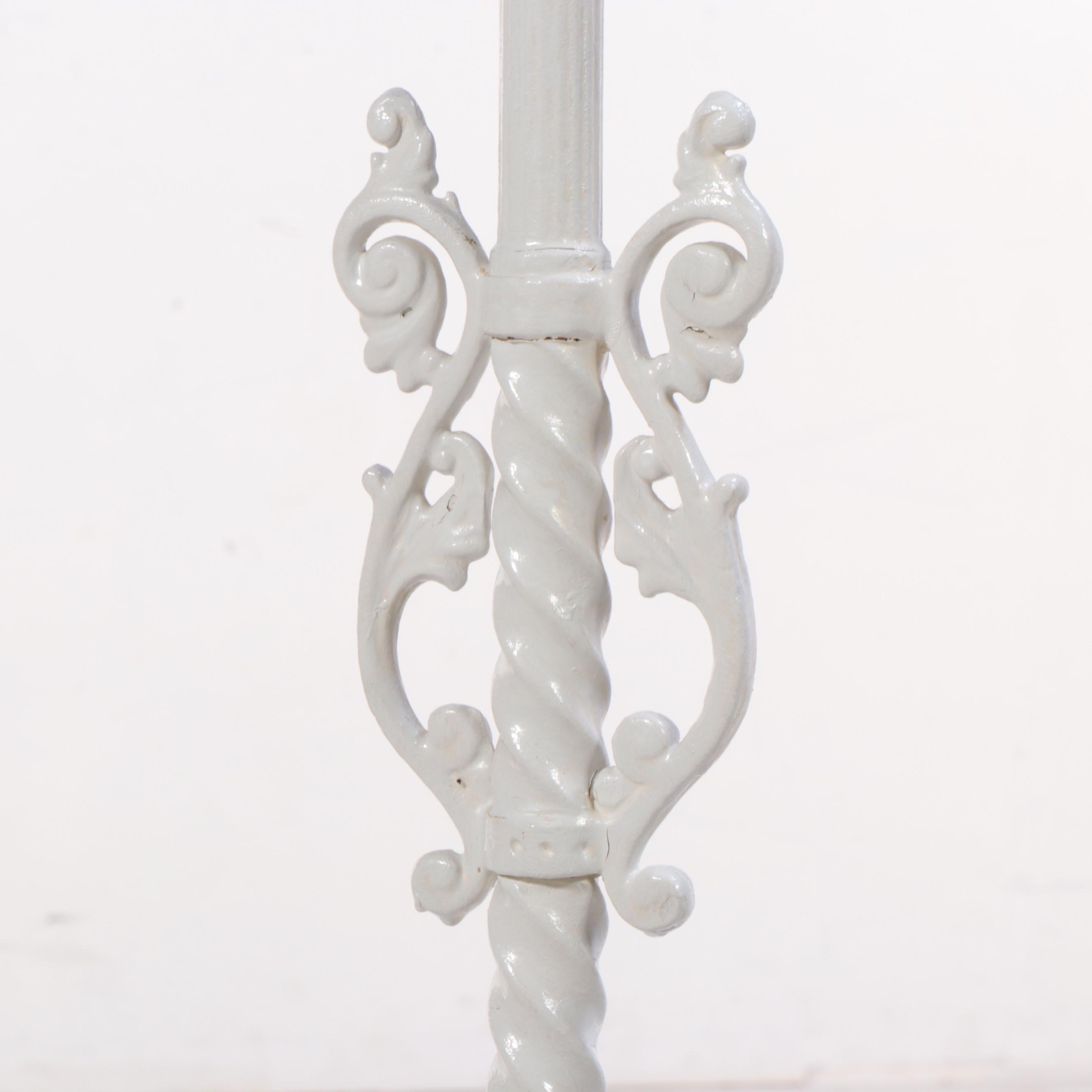 Victorian Style Painted Cast Iron Bridge Arm Floor Lamp, Mid-20th Century