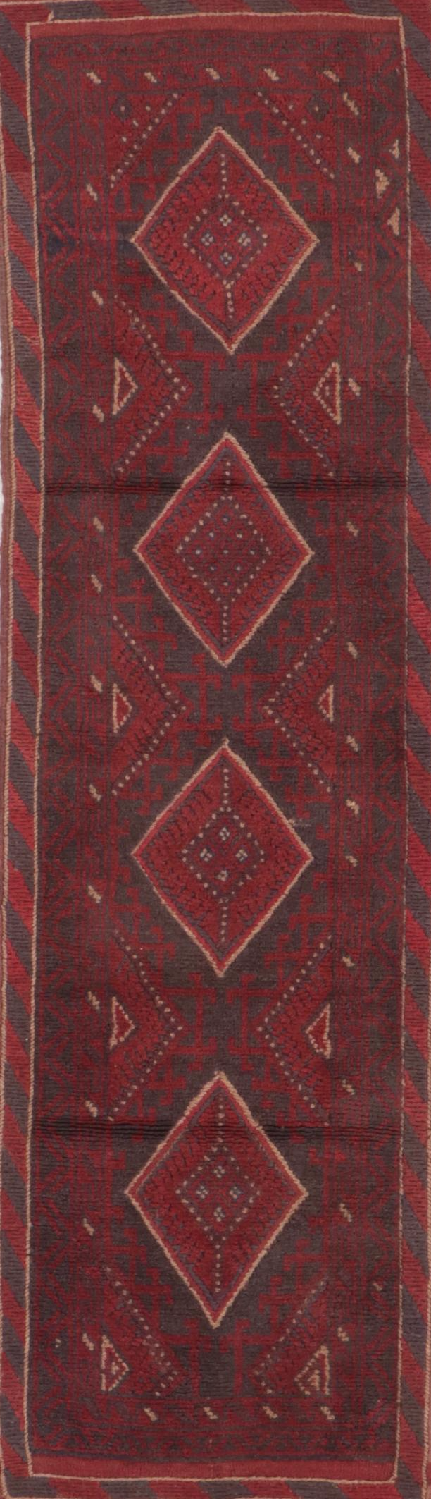 1'11 x 7'11 Handwoven Mixed Technique Afghan Baluch Carpet Runner