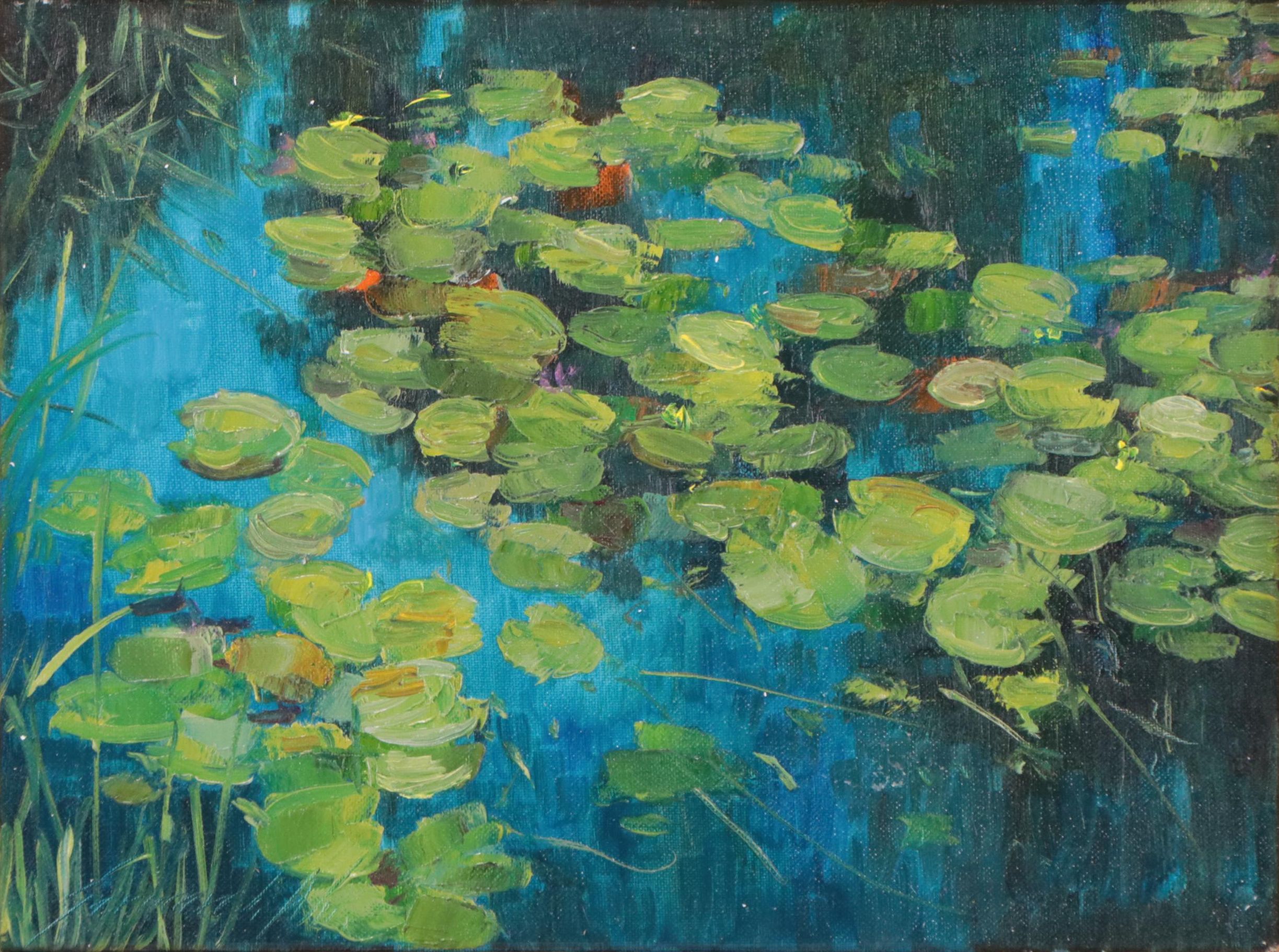 Garncarek Aleksander Oil Painting of Water Lilies "Grążele," 2023