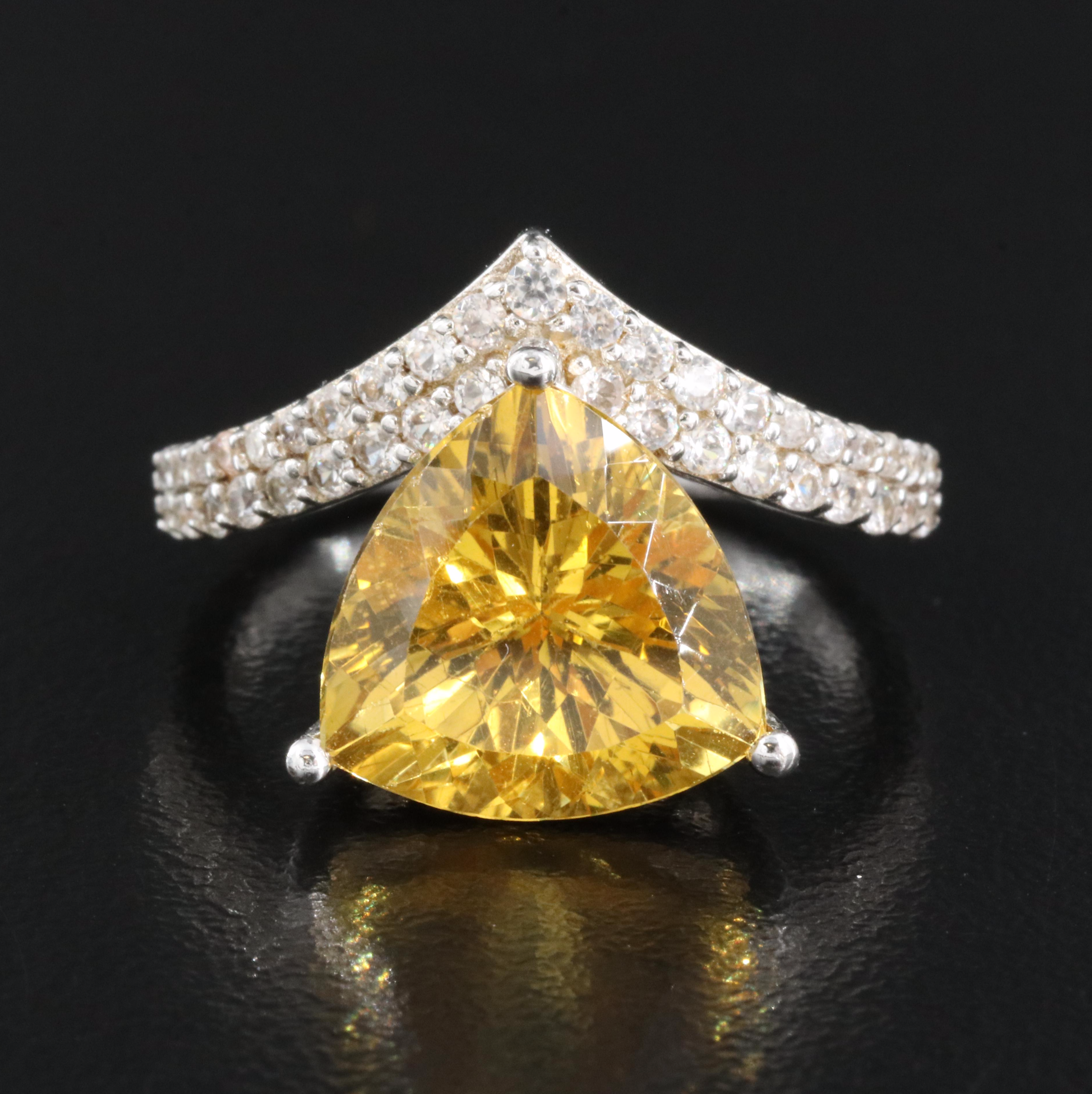 Sterling Glass and Sapphire Ring