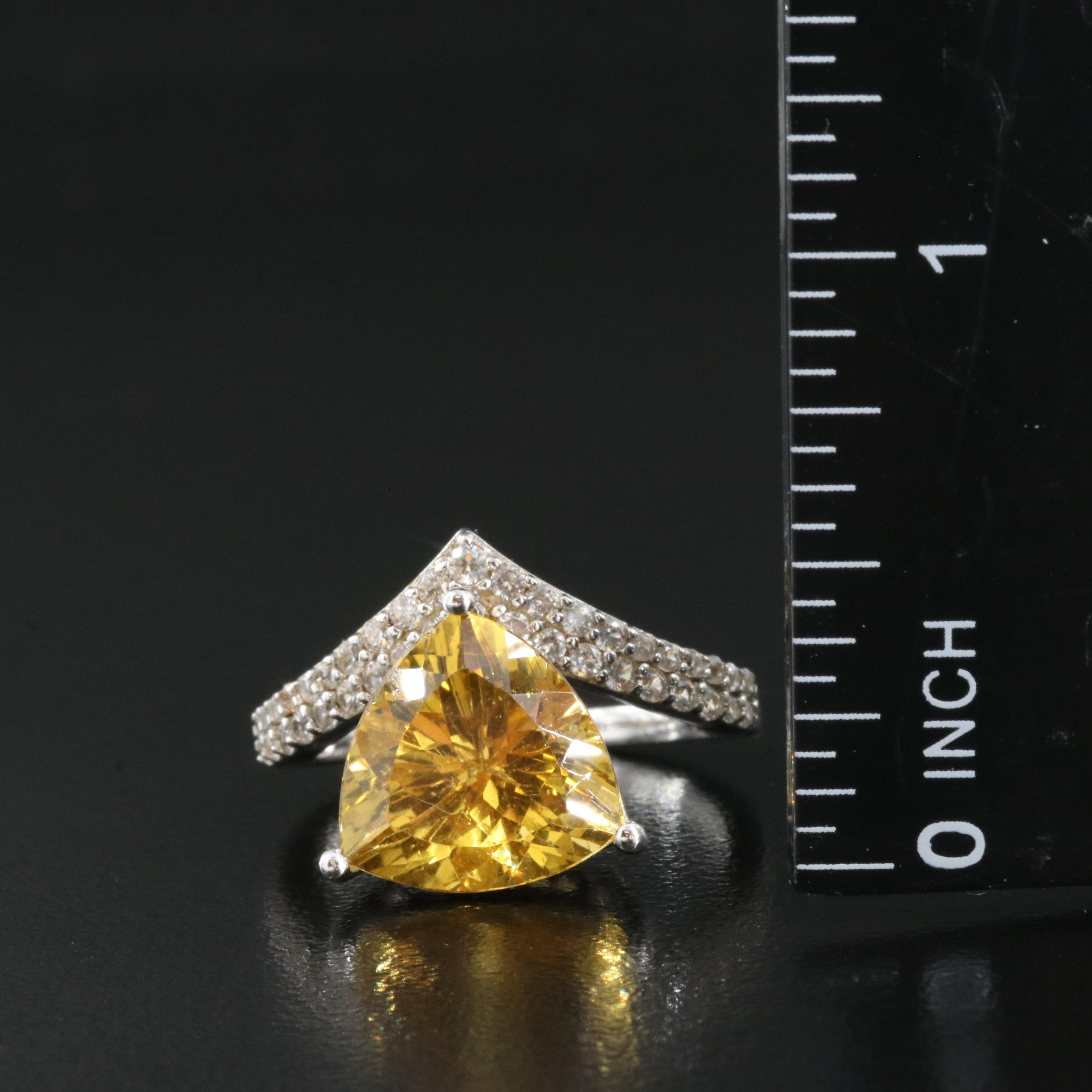 Sterling Glass and Sapphire Ring