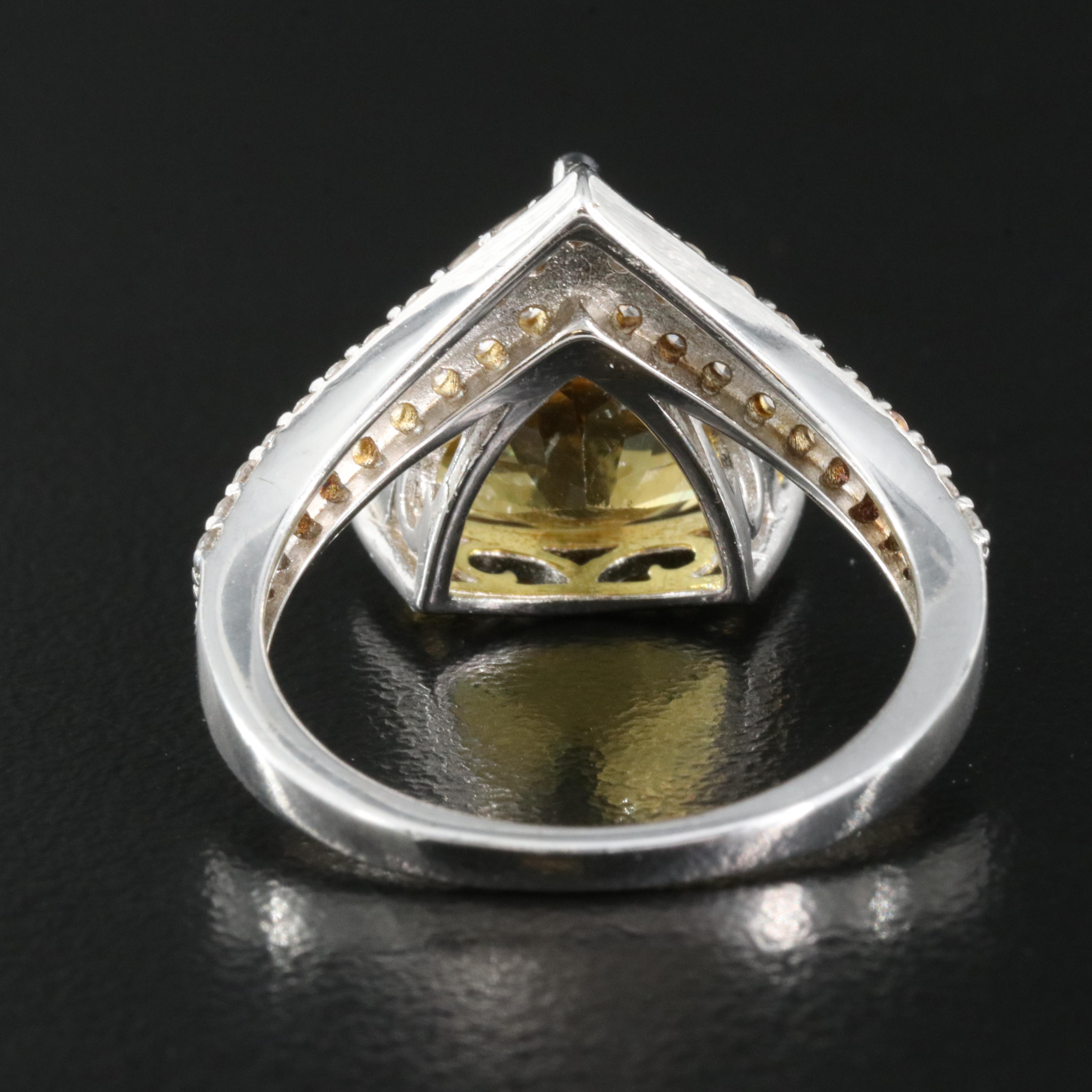 Sterling Glass and Sapphire Ring