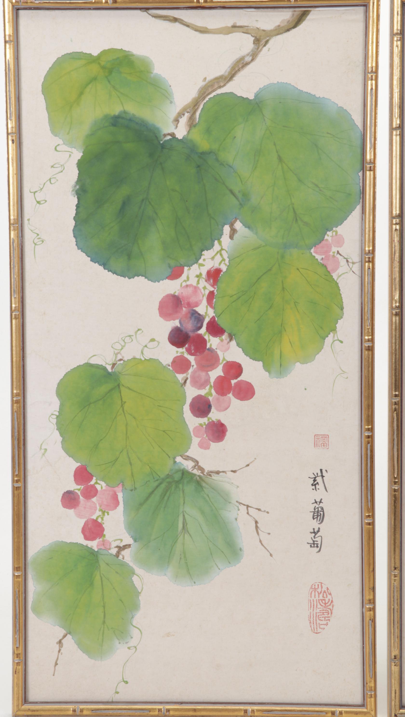 Lois Brenner Chinese Inspired Watercolor Paintings of Grapes