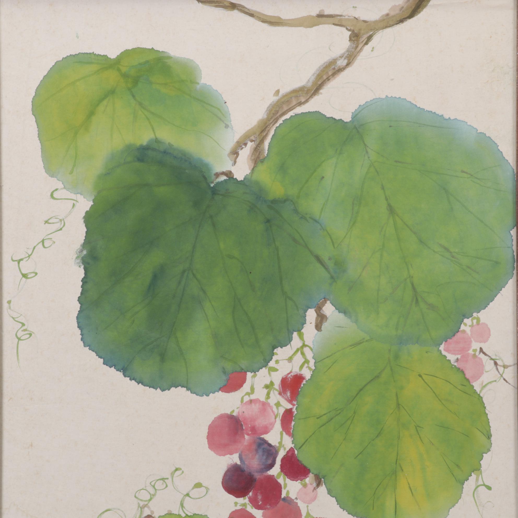 Lois Brenner Chinese Inspired Watercolor Paintings of Grapes
