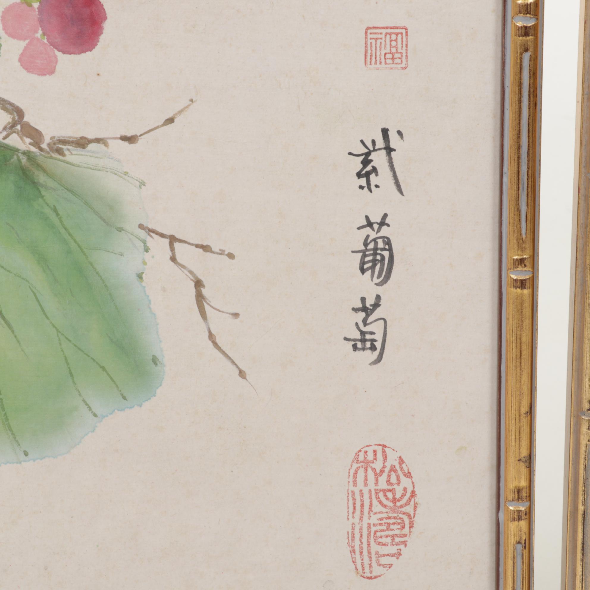 Lois Brenner Chinese Inspired Watercolor Paintings of Grapes