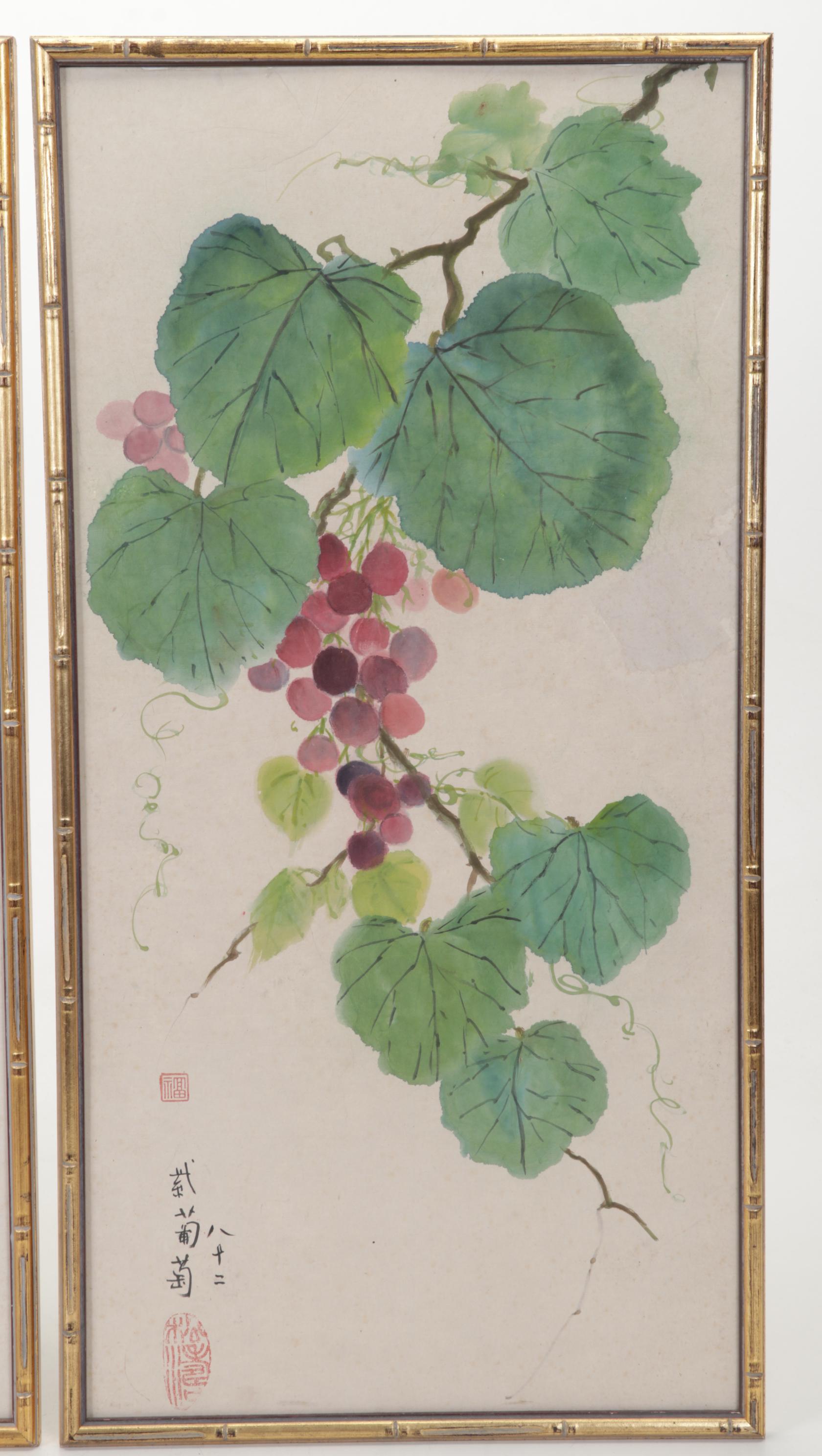 Lois Brenner Chinese Inspired Watercolor Paintings of Grapes