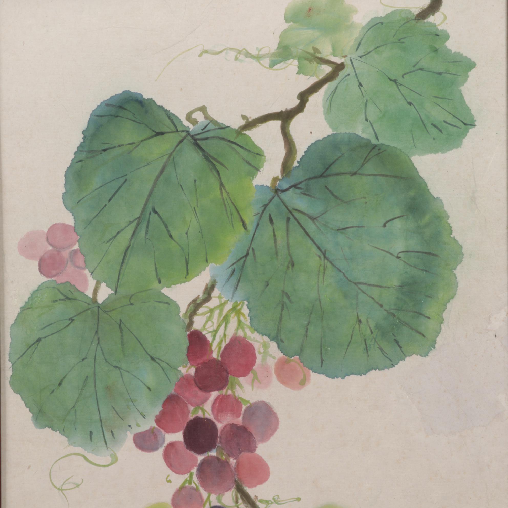 Lois Brenner Chinese Inspired Watercolor Paintings of Grapes