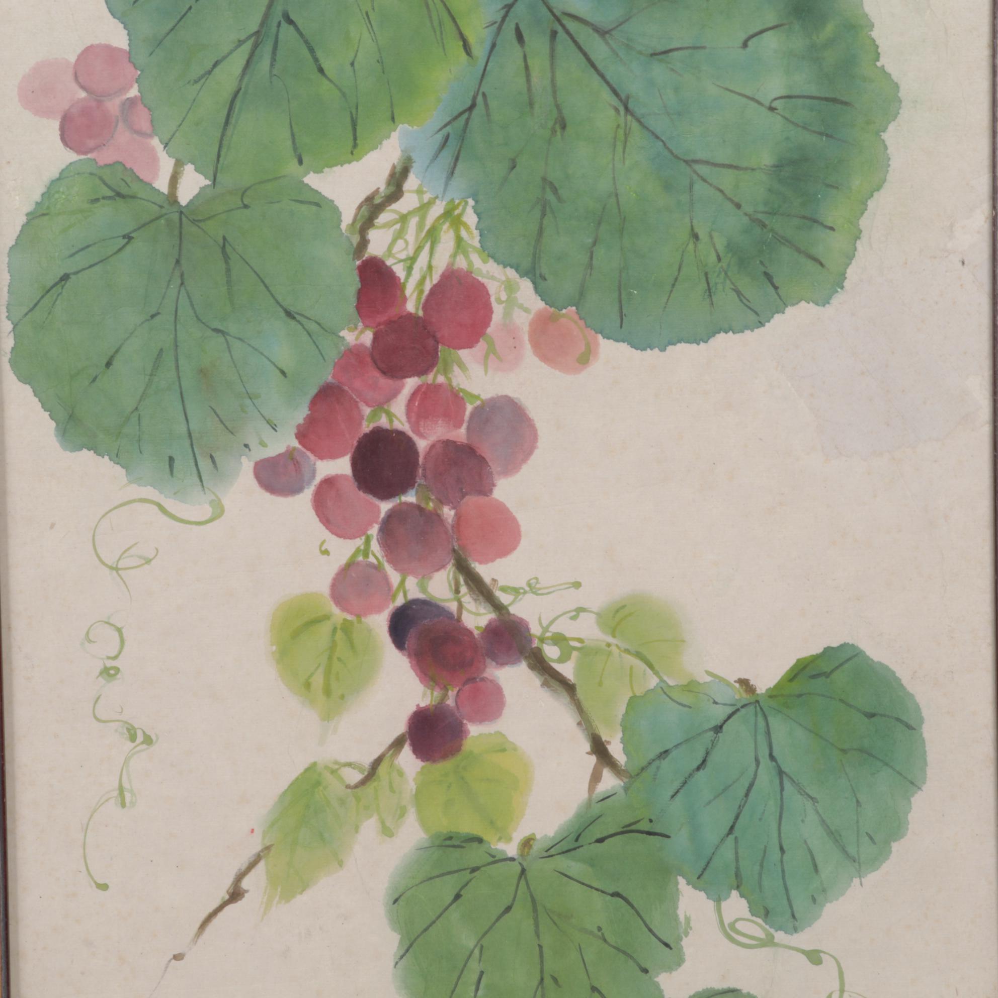 Lois Brenner Chinese Inspired Watercolor Paintings of Grapes
