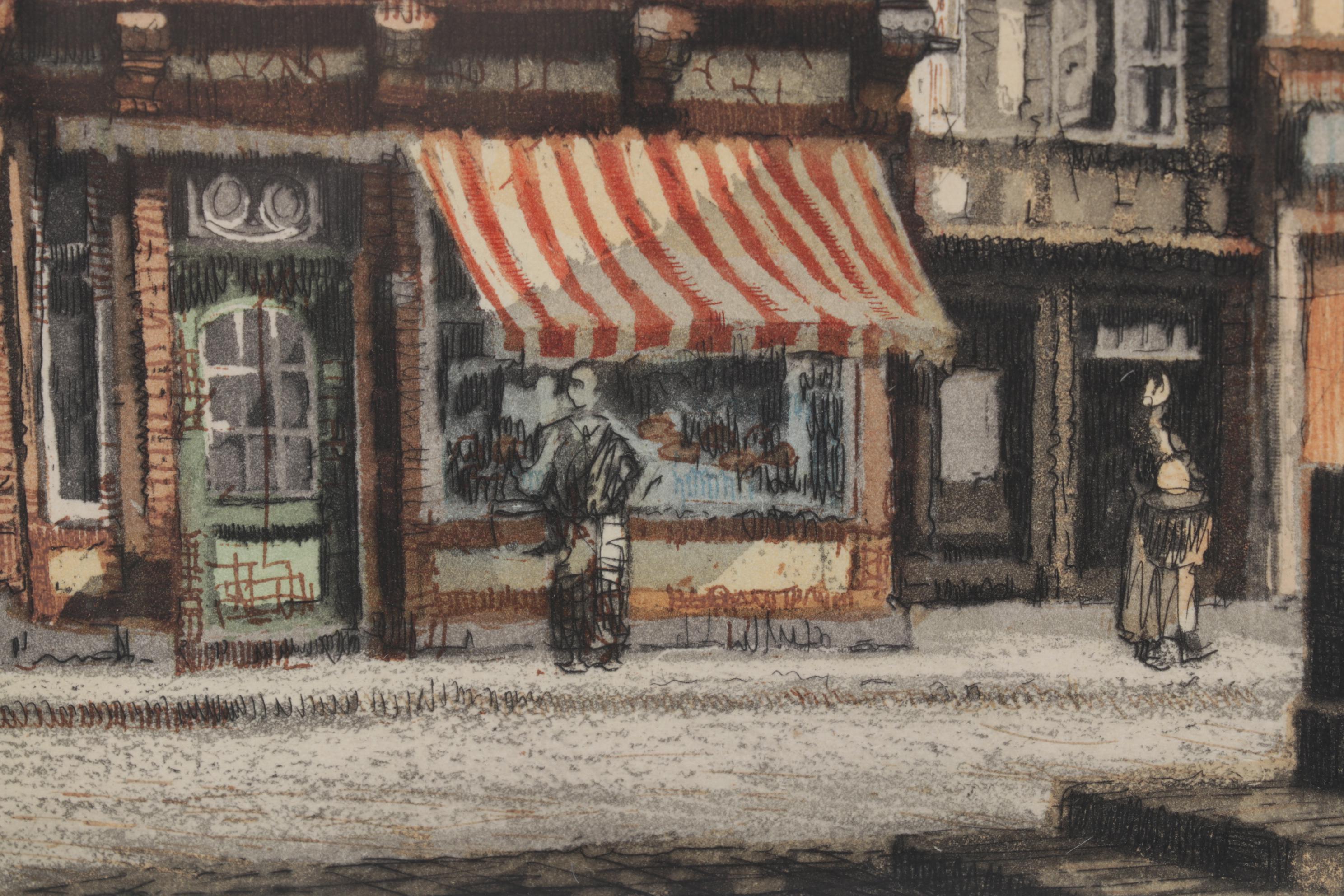 Willy Scholz Color Etching "Braunschweig Spiegelbrunnen"