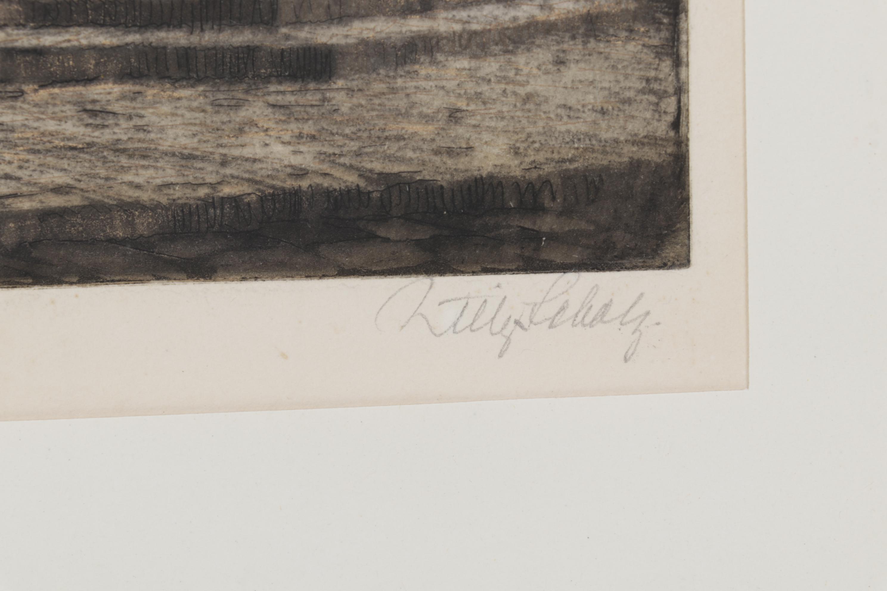 Willy Scholz Color Etching "Braunschweig Spiegelbrunnen"