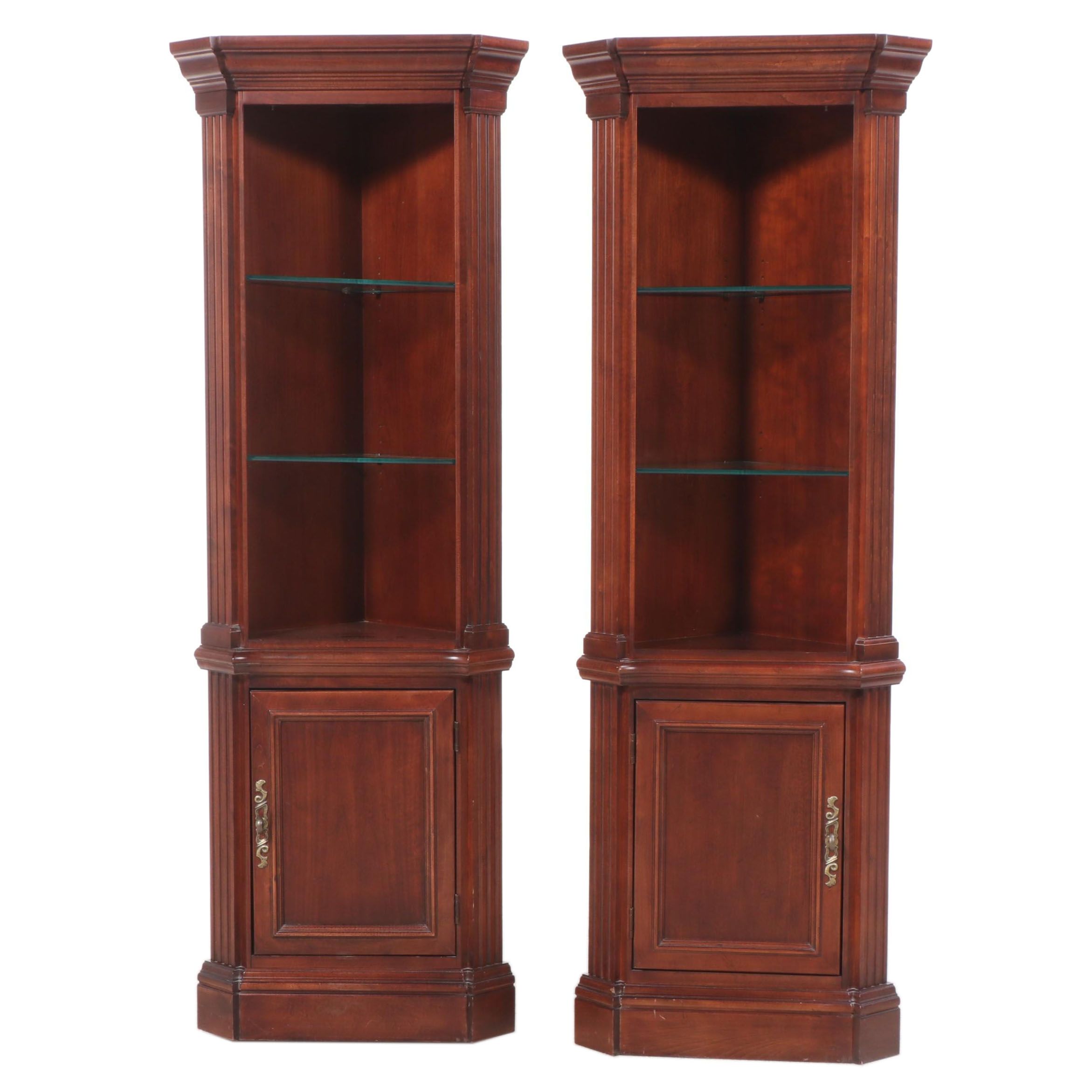 Two Hooker Furniture Mahogany Corner Cabinets