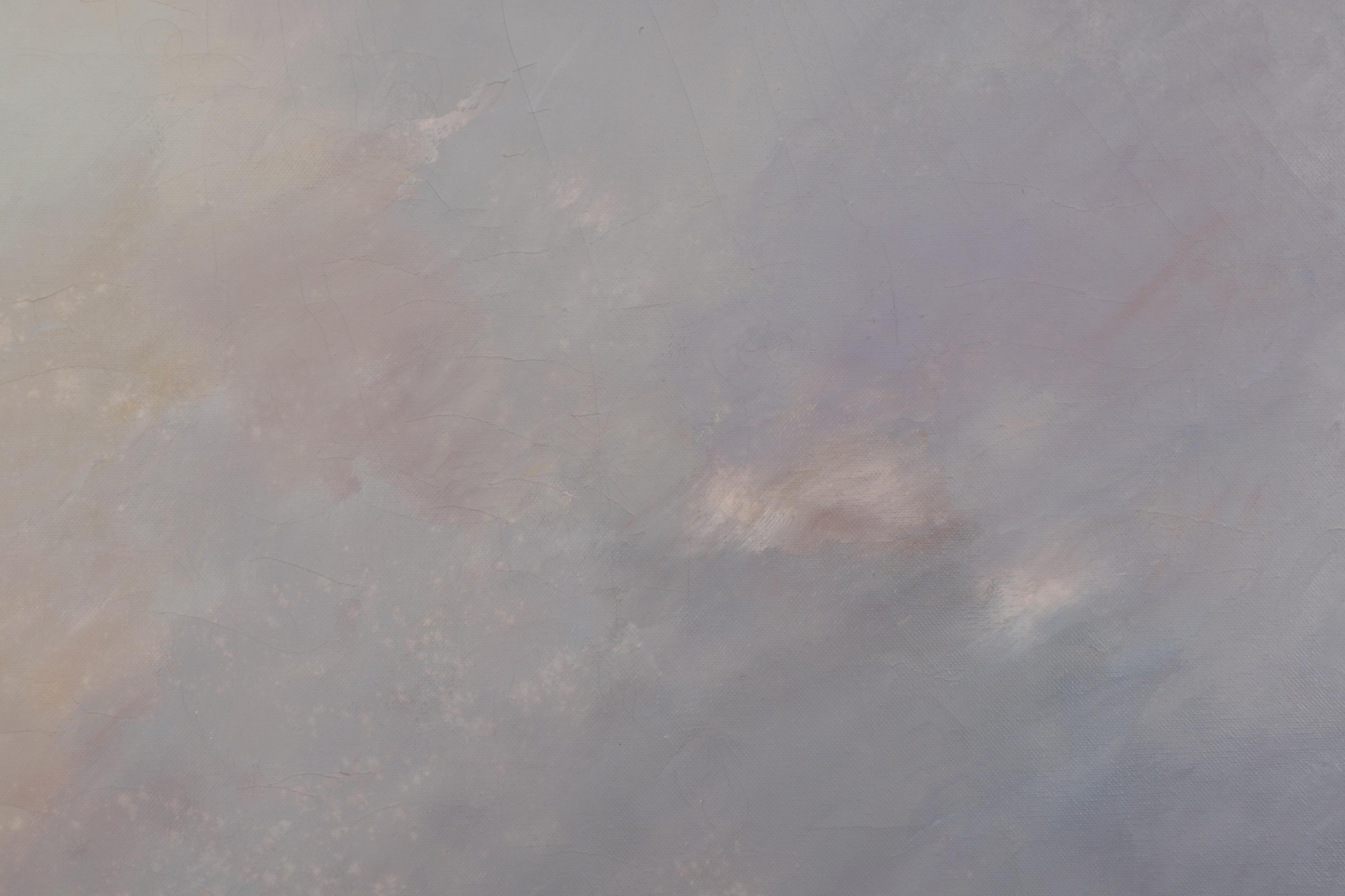 E. Schümann Gathering Clouds on Rocky Coast Oil Painting, Late 20th Century