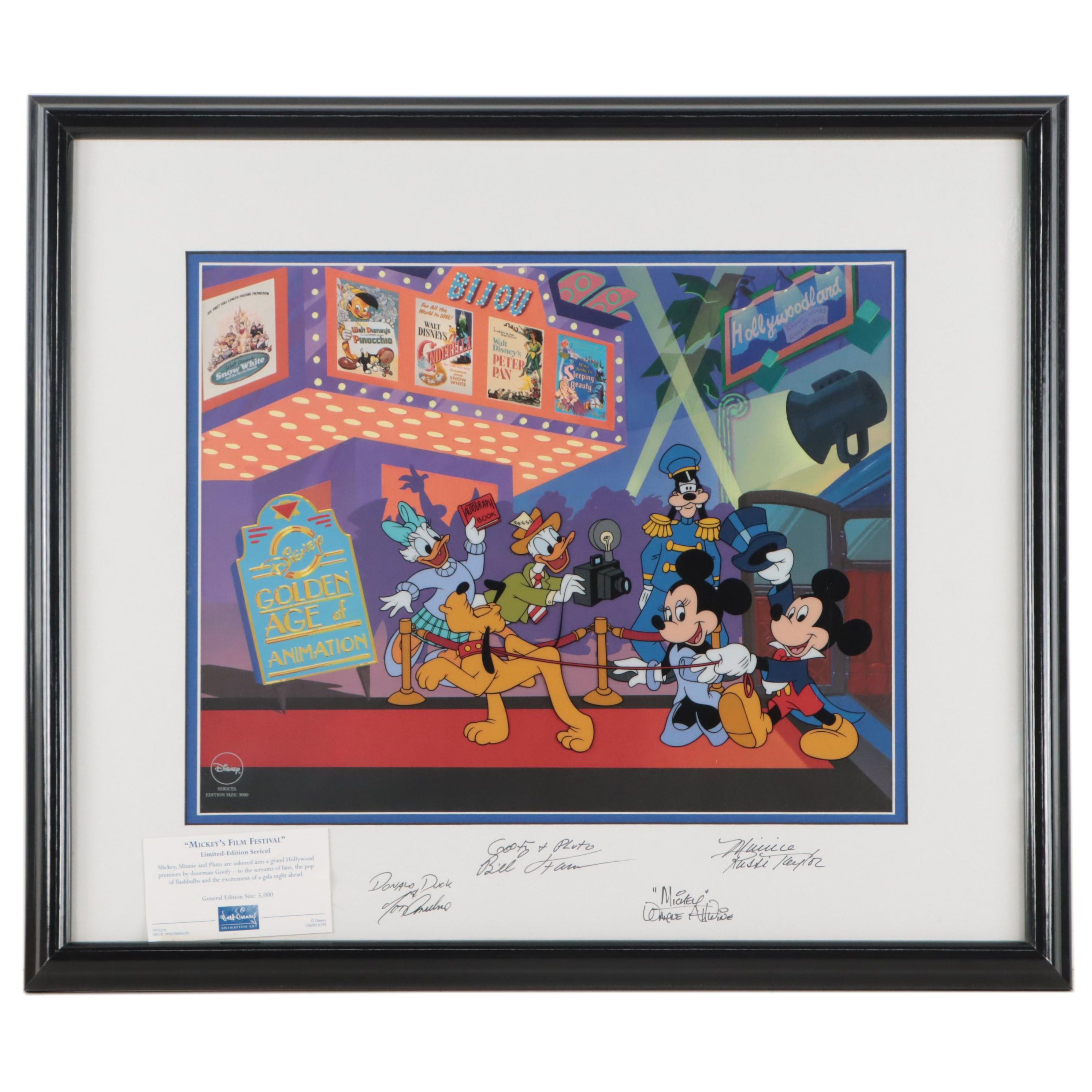 Disney Sericel Signed by Character Voice Artists "Mickey's Film Festival," 1999