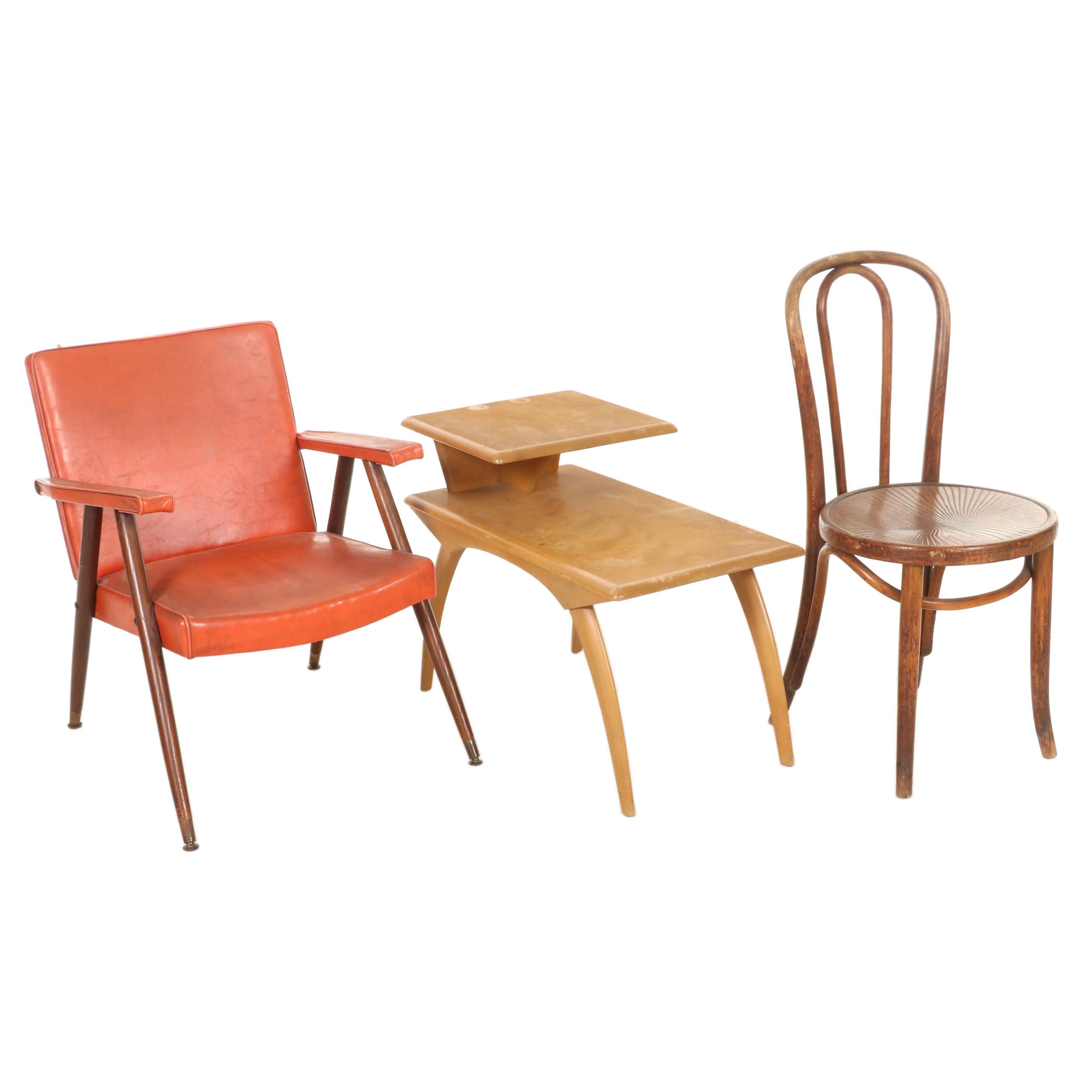 Heywood-Wakefield Blonde Tiered Side Table, Thonet Style Bentwood Chair and More