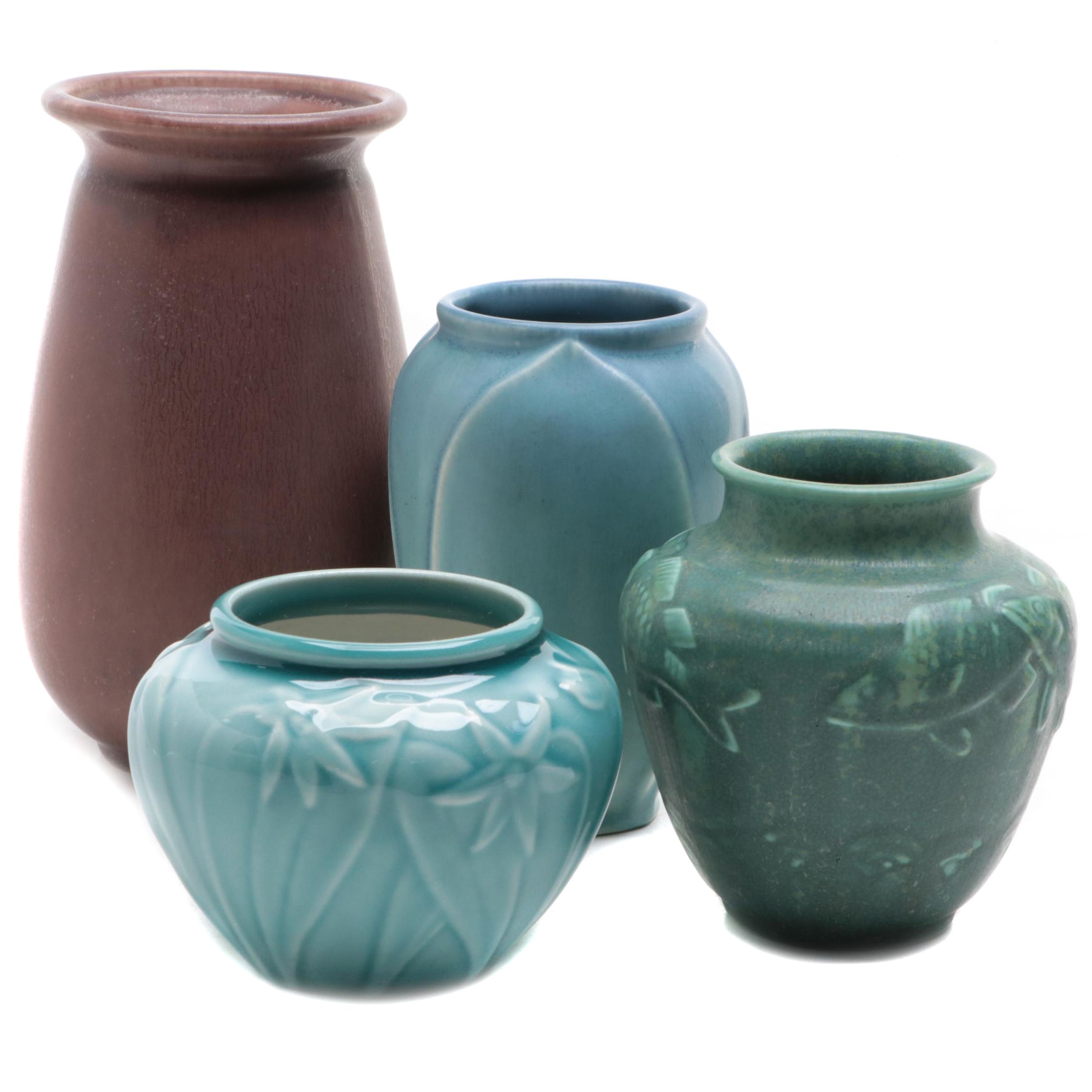 Rookwood Pottery Koi, Daffodil and More Ceramic Vases, Early to Mid-20th Century