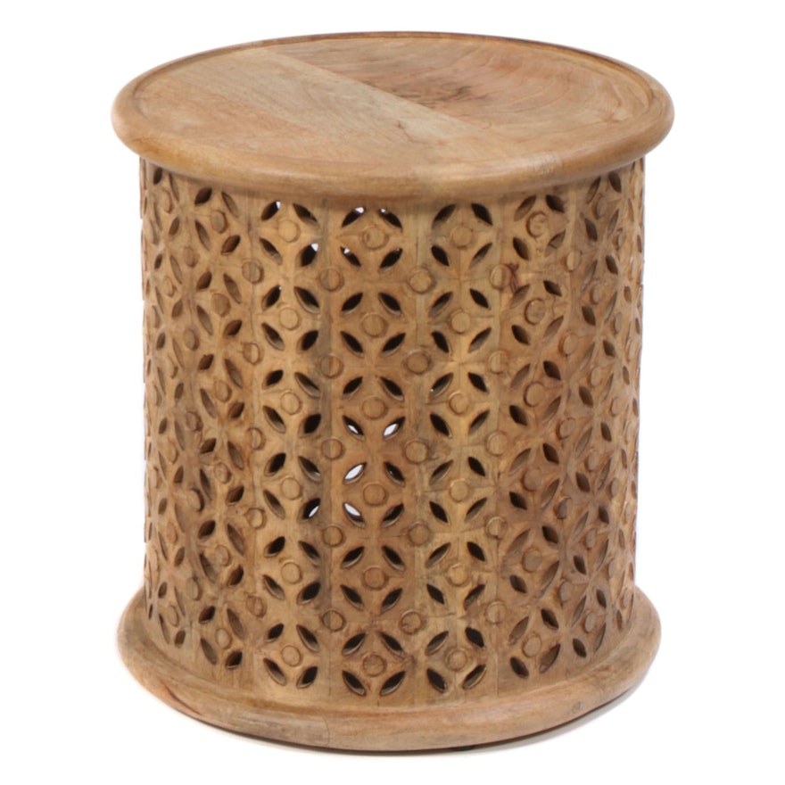 West Elm Hand-Carved Mango Wood Side Table