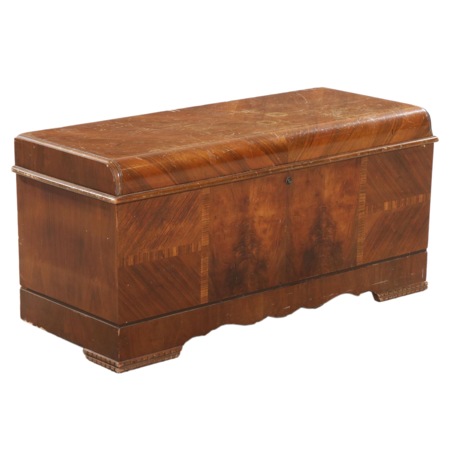 Art Deco Style Lane Aromatite Waterfall Walnut Cedar Trunk
