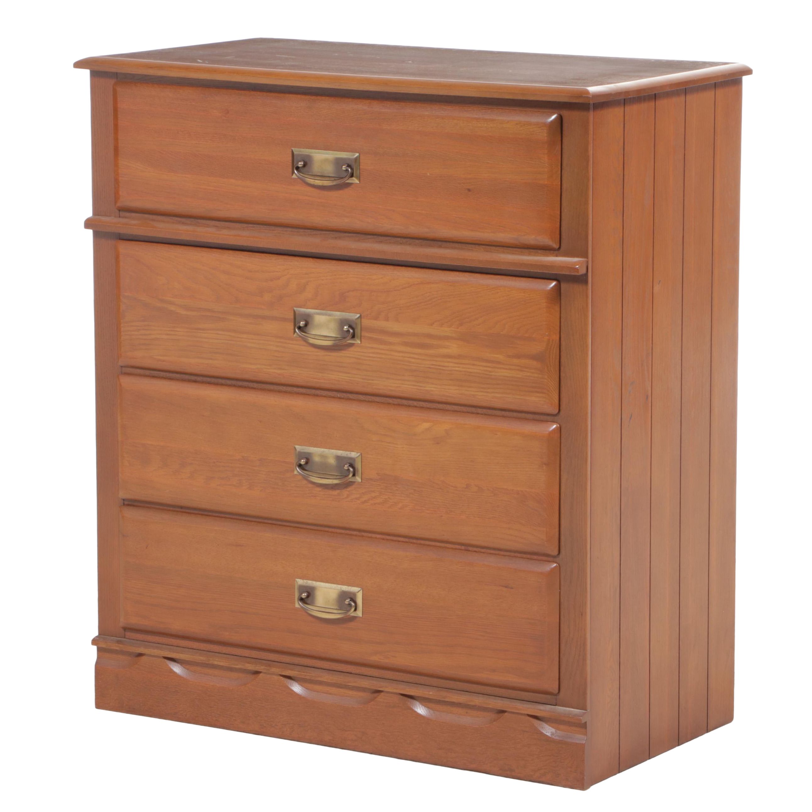 Cavalier Oak Four-Drawer Chest, Mid-20th Century