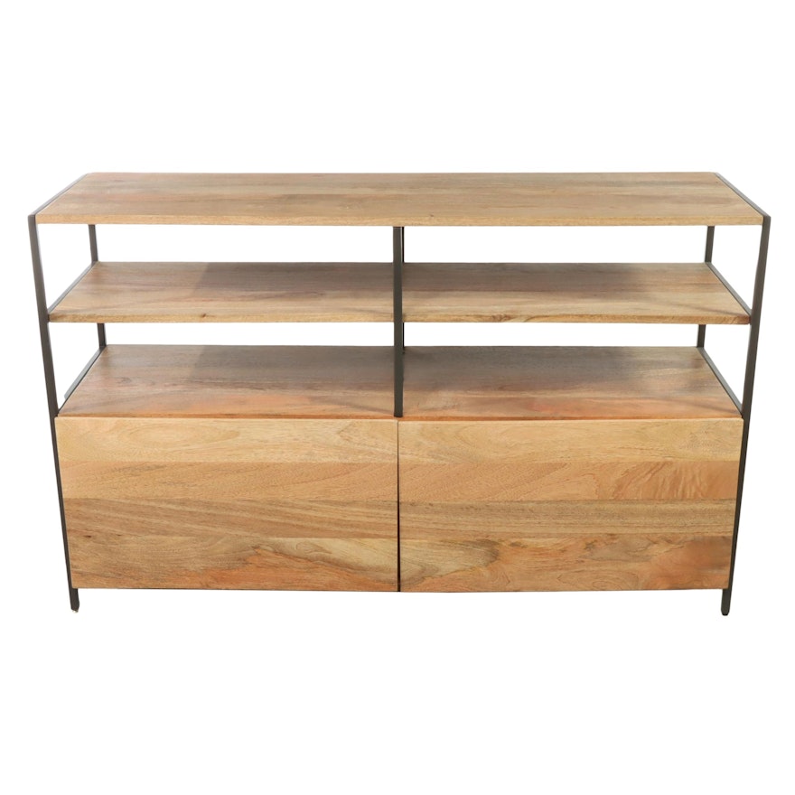 West Elm Industrial Mango Wood and Steel Modular Media Console