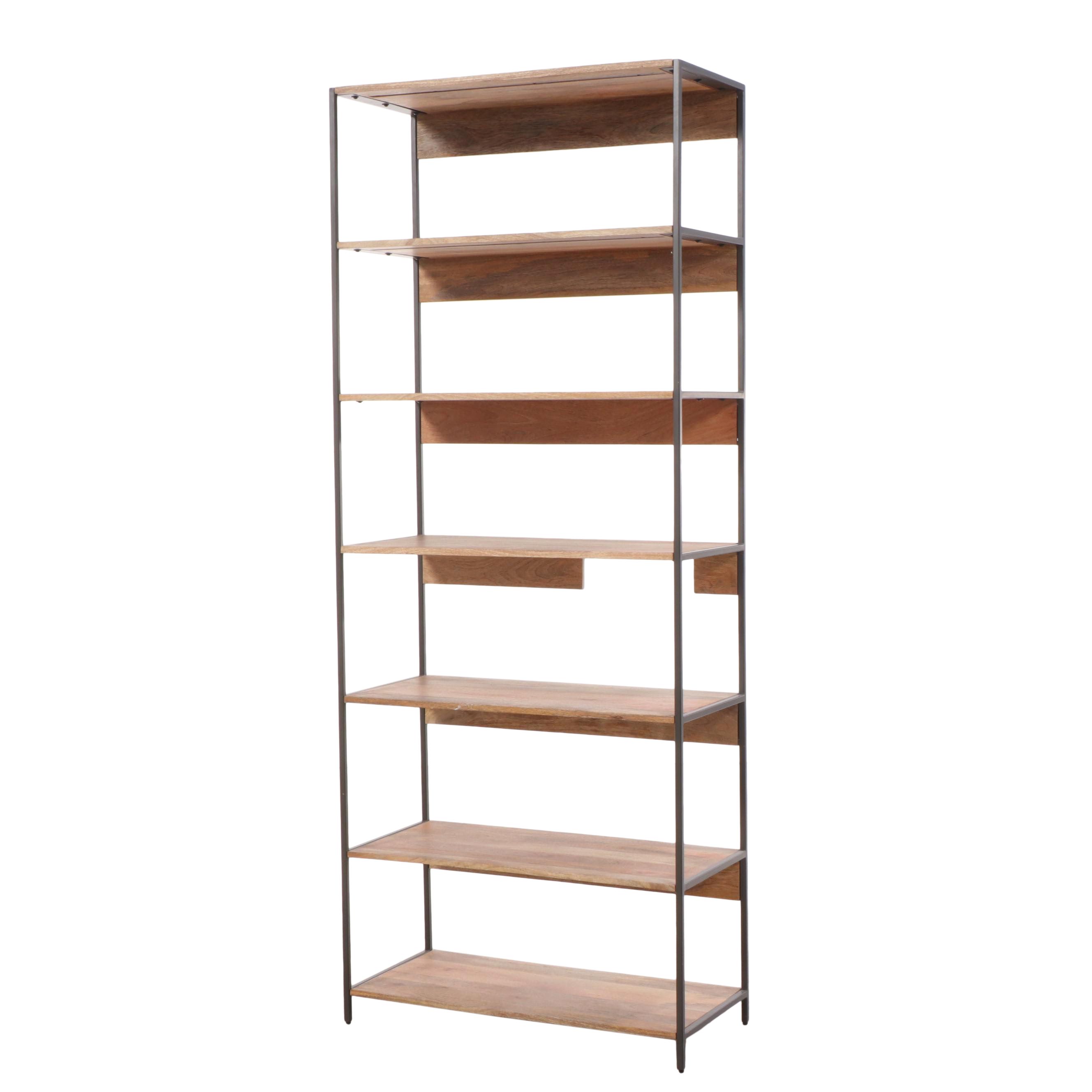 West Elm Industrial Mango Wood and Steel Modular Bookshelf