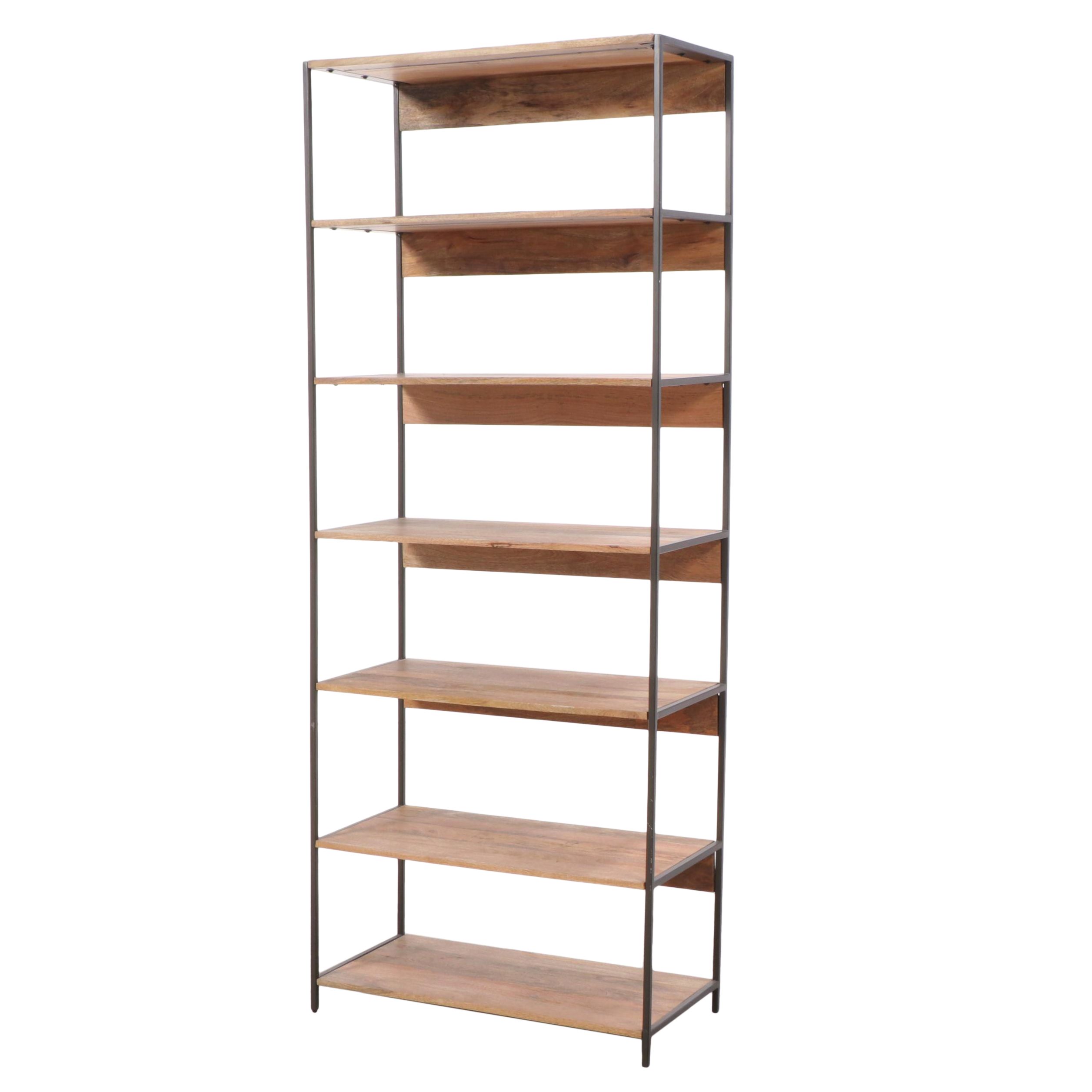 West Elm Industrial Mango Wood and Steel Modular Bookshelf