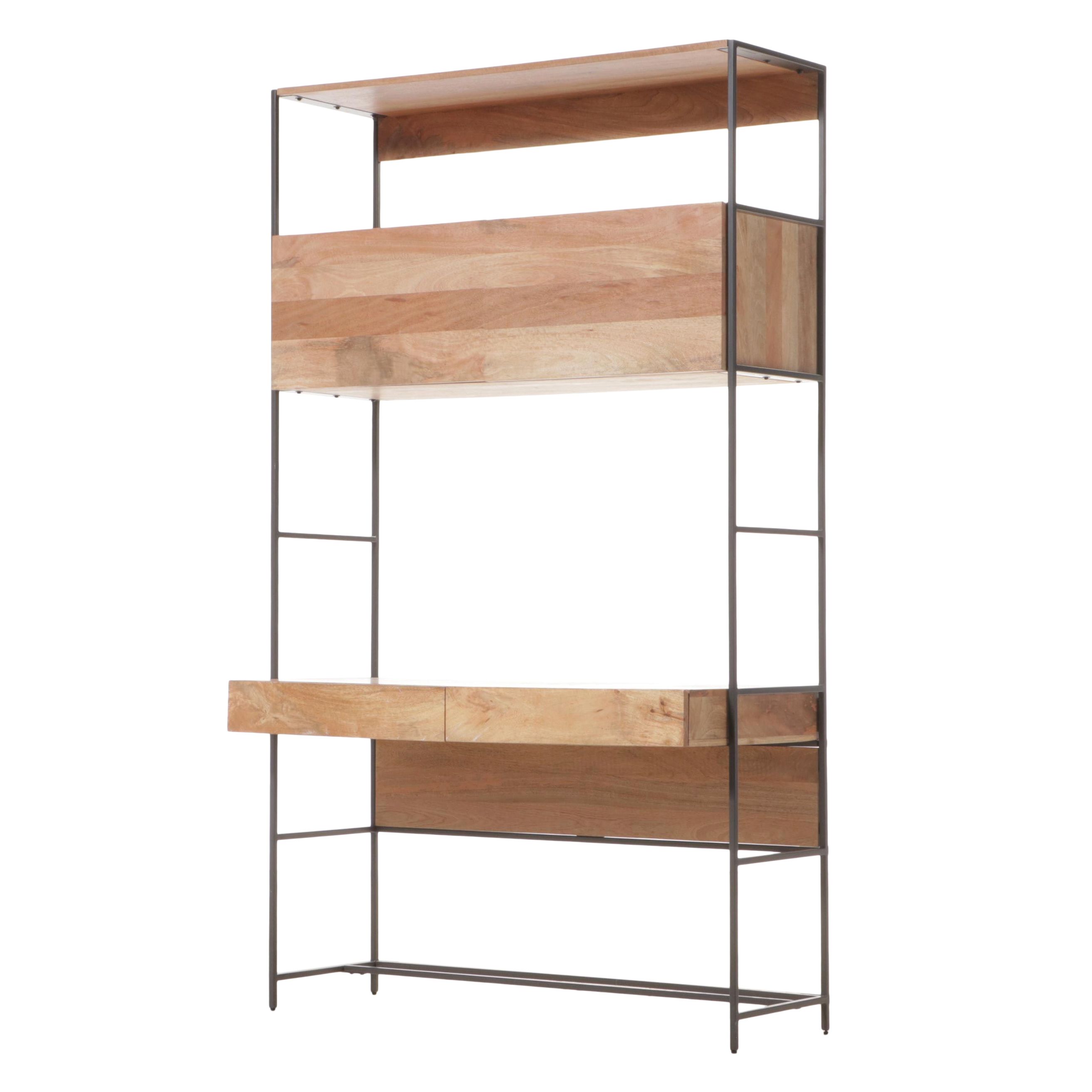 West Elm Industrial Mango Wood and Steel Modular Wall Desk