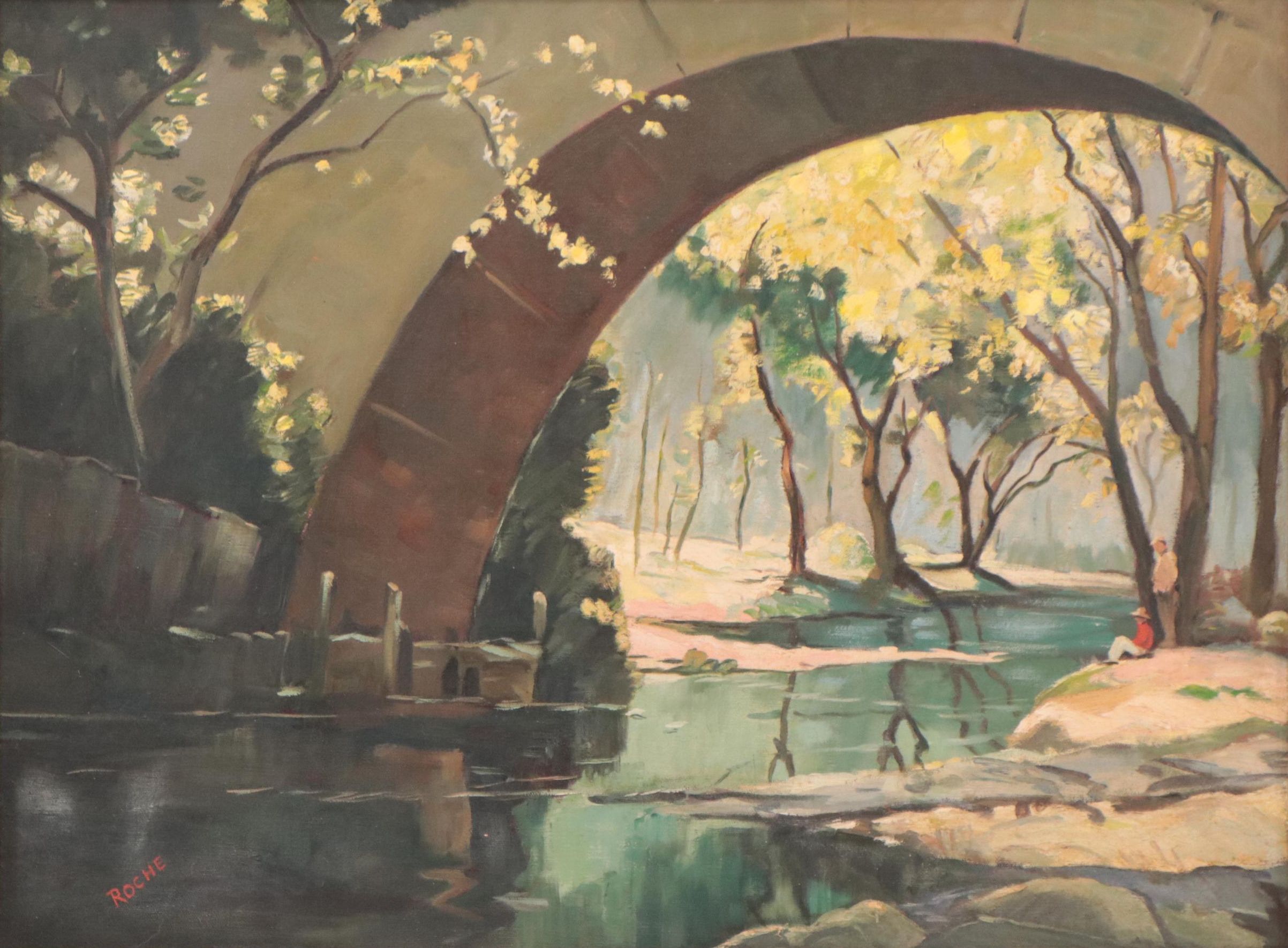 Roche Spring River Landscape Oil Landscape After Frank Ferruzza