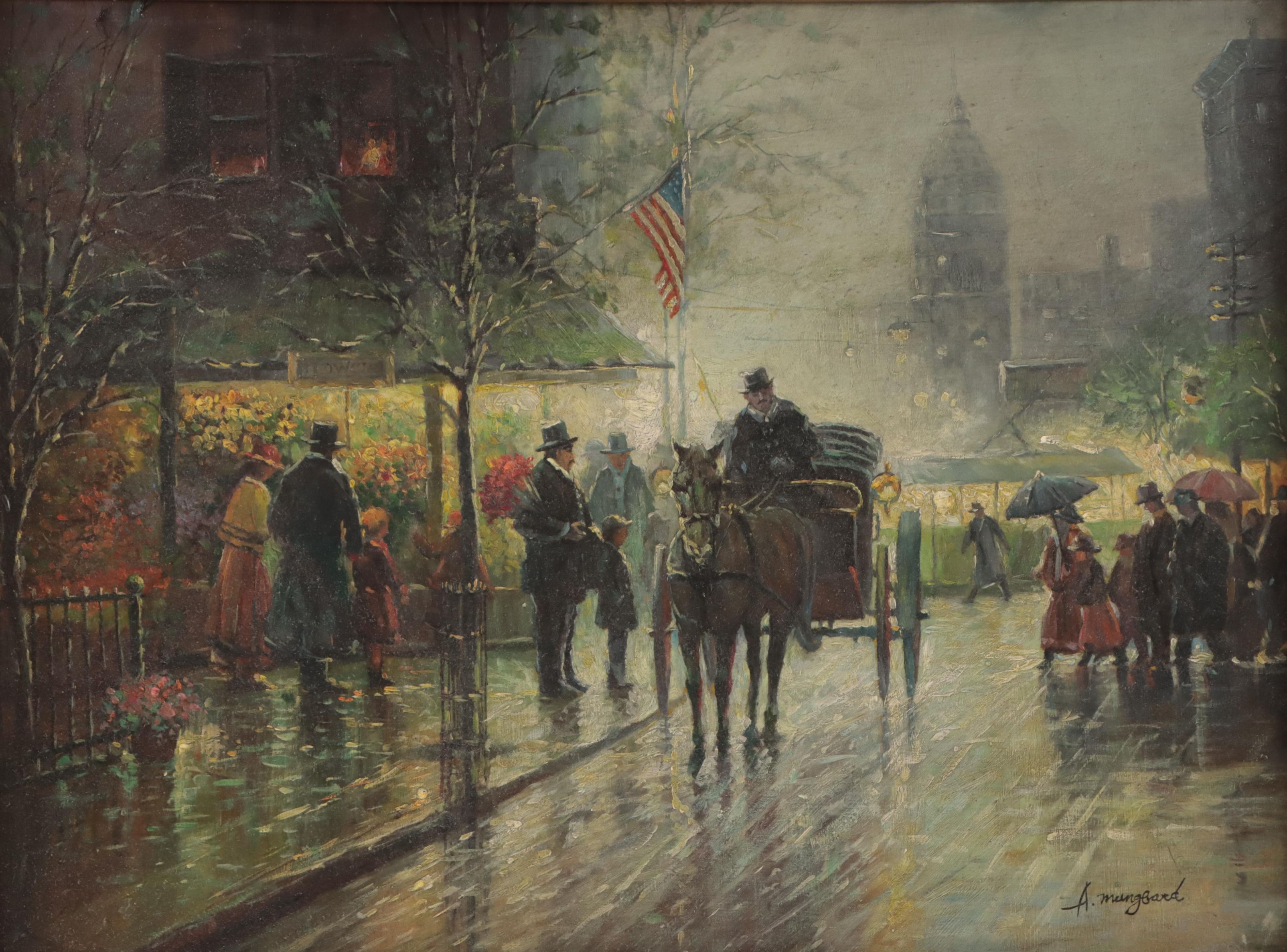 Albert Munghard Oil Painting of New York City Street Scene