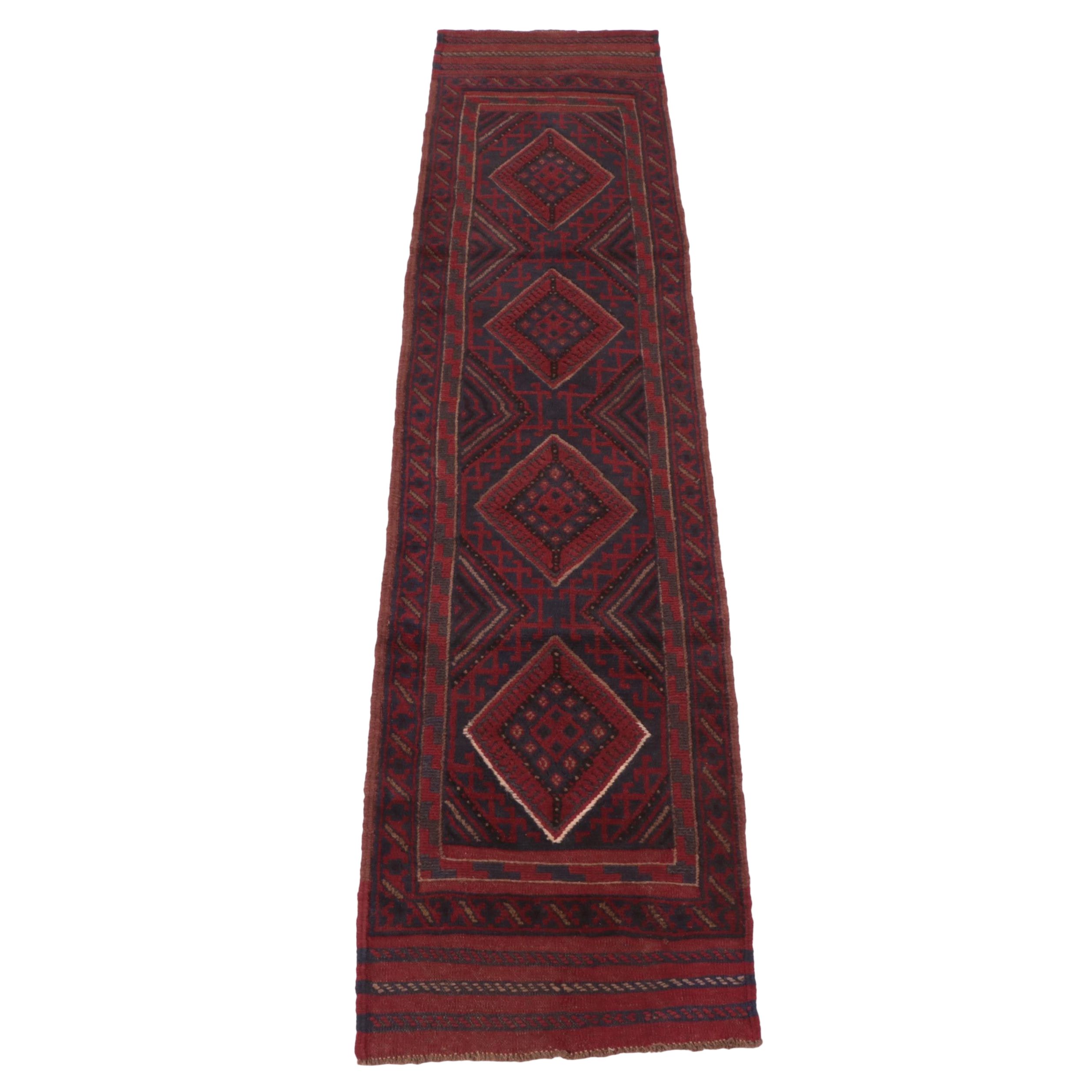 2'1 x 8'10 Handwoven Mixed-Technique Afghan Baluch Carpet Runner