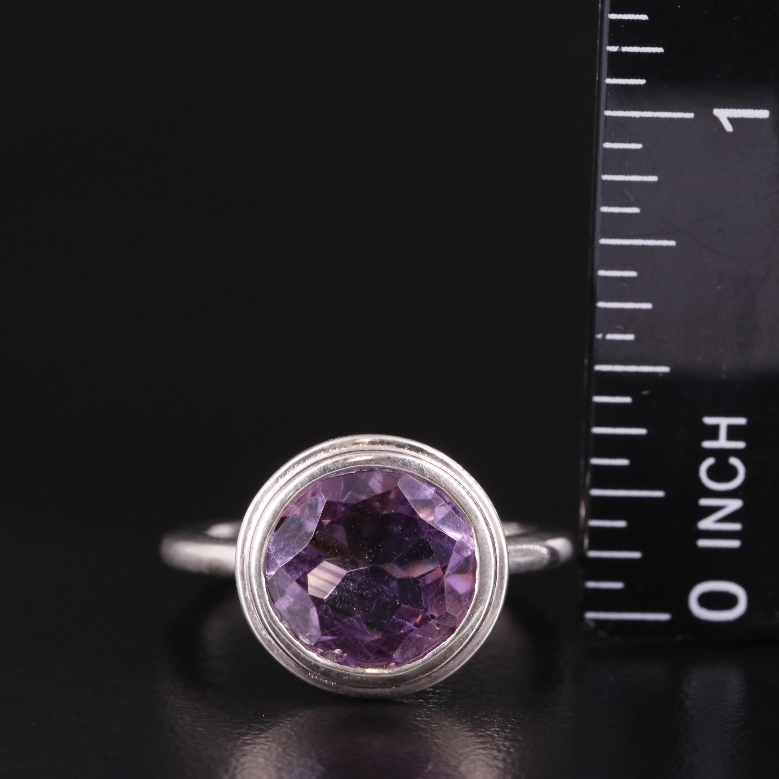 Sterling Bezel Set Amethyst Ring