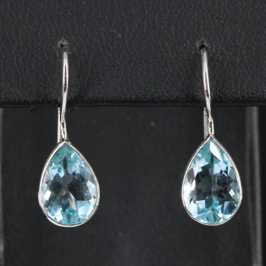 Sterling Blue Topaz Teardrop Drop Earrings