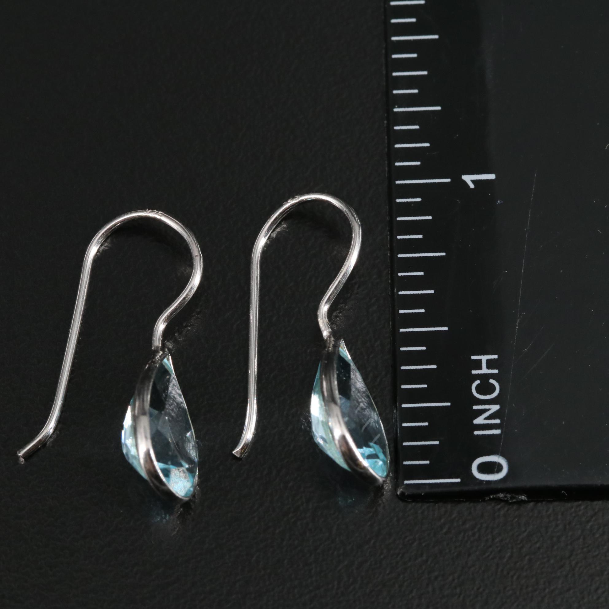 Sterling Blue Topaz Teardrop Drop Earrings