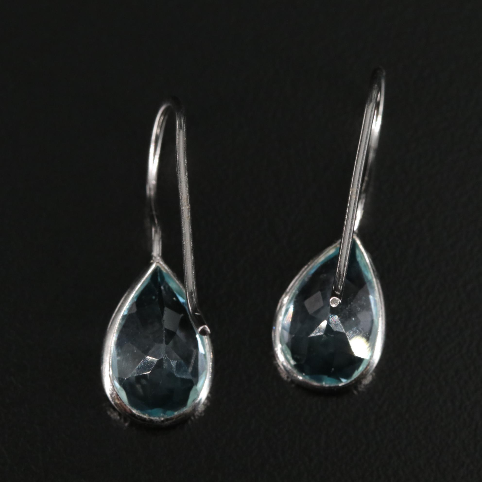 Sterling Blue Topaz Teardrop Drop Earrings
