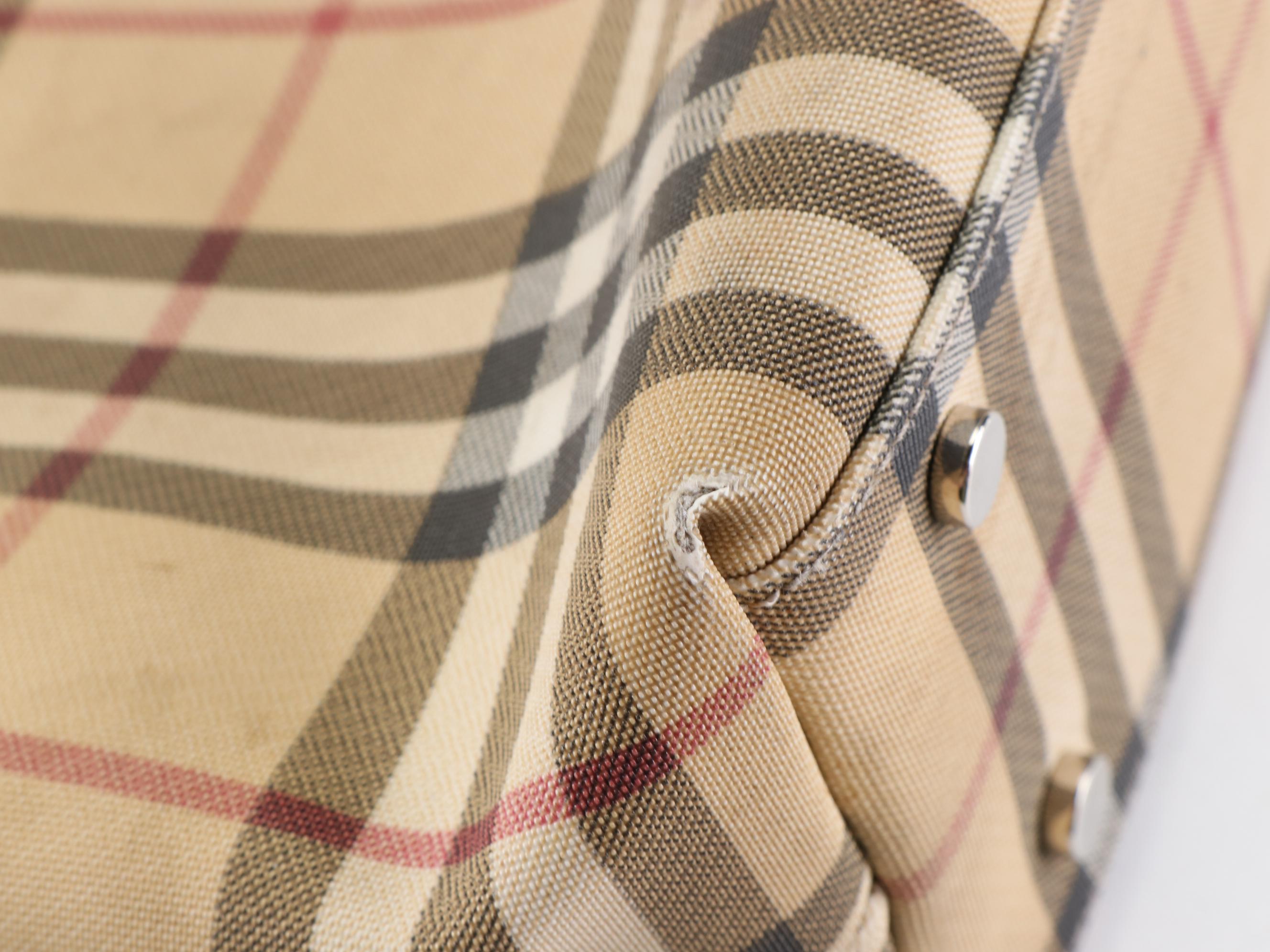 Burberry Tote Bag in Nova Check Canvas and Black Leather Trim