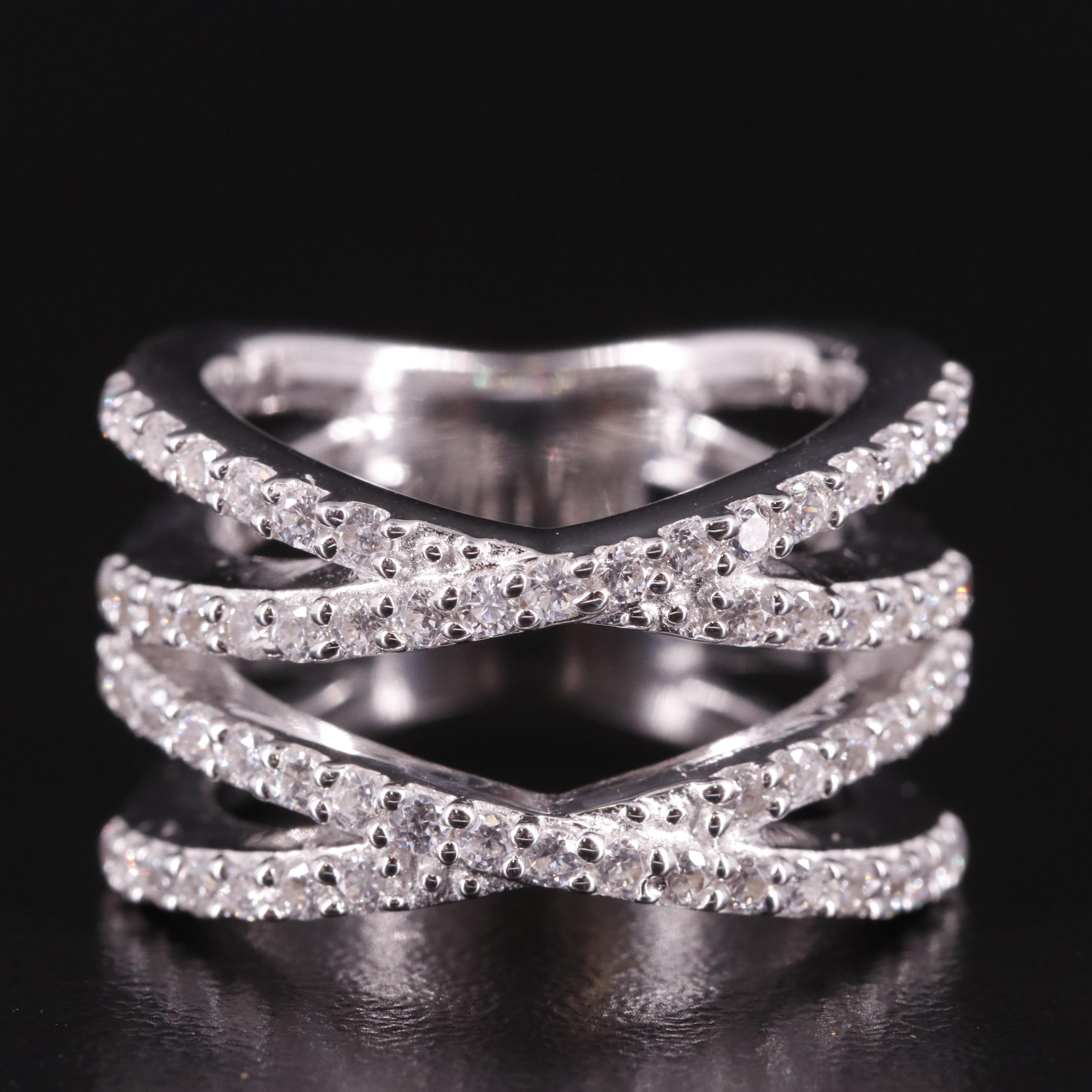 Sterling Cubic Zirconia Crossover Ring